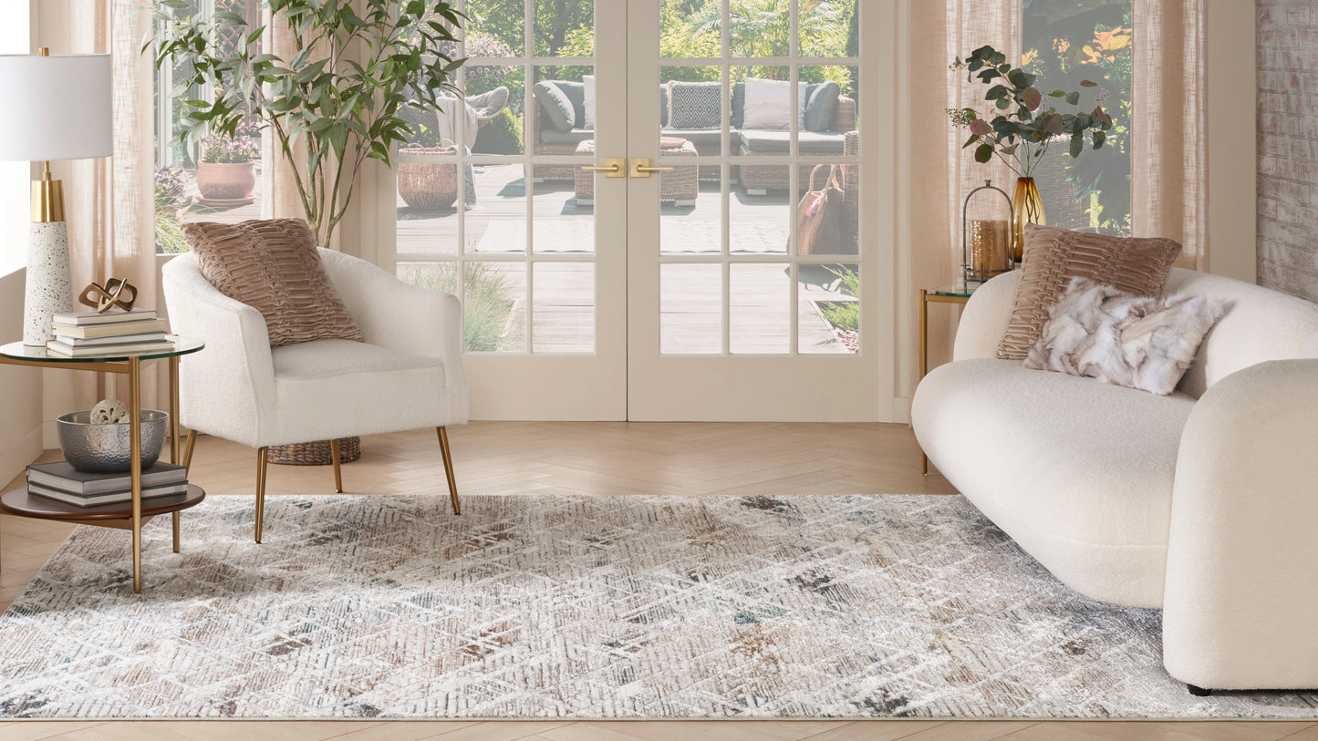 Nourison Glitz 9' x 12' Grey Multicolor Modern Indoor Rug