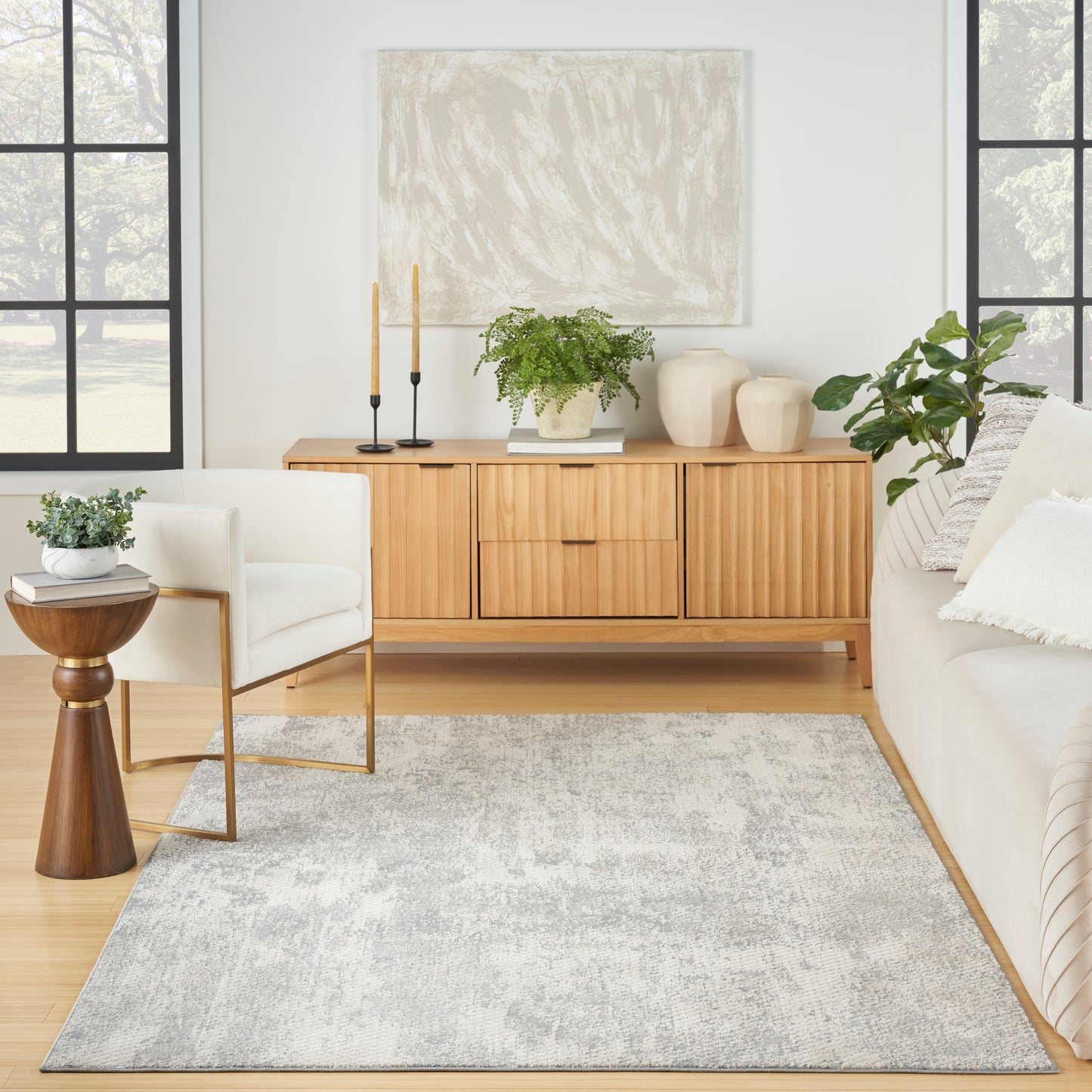 Nourison Exhale 3'11" x 5'11" Light Grey Modern Indoor Rug