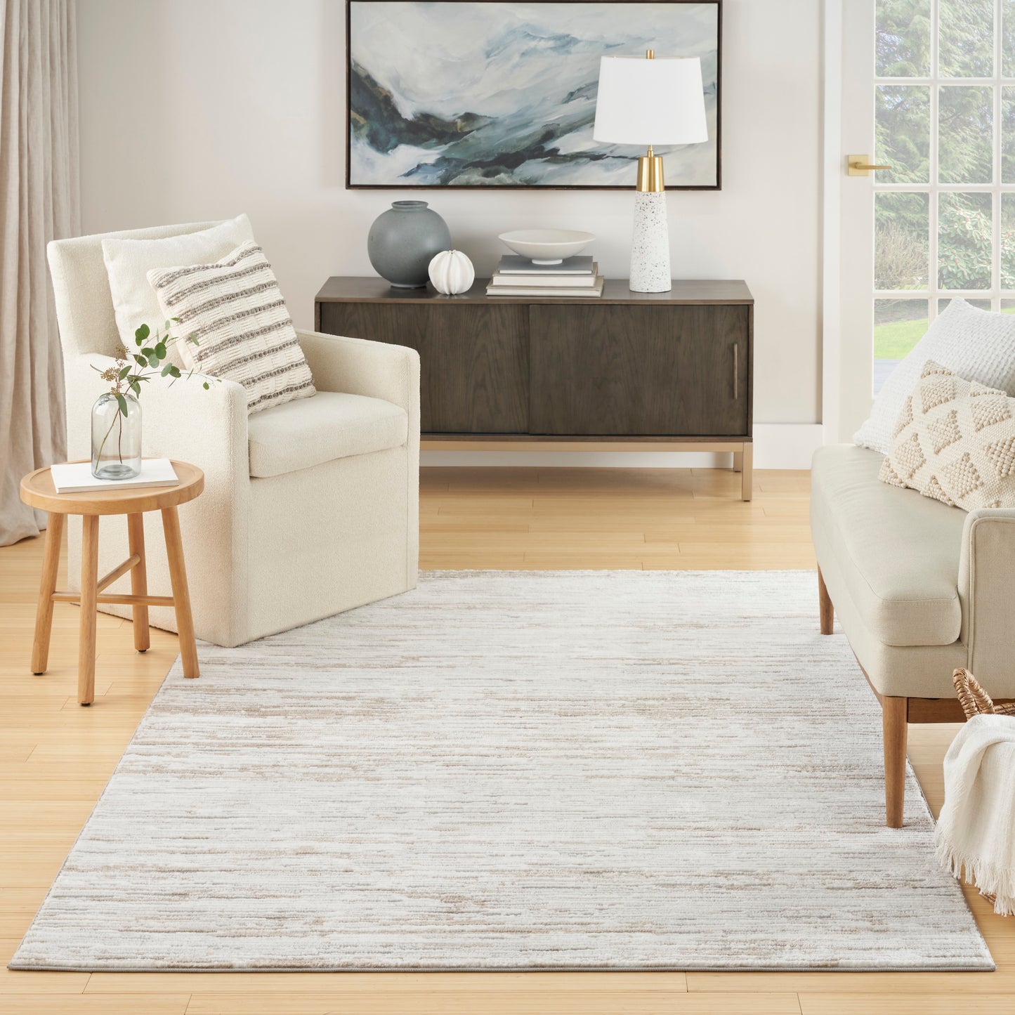 Nourison Dew 7'10" x 9'10" Silver Beige Modern Indoor Rug