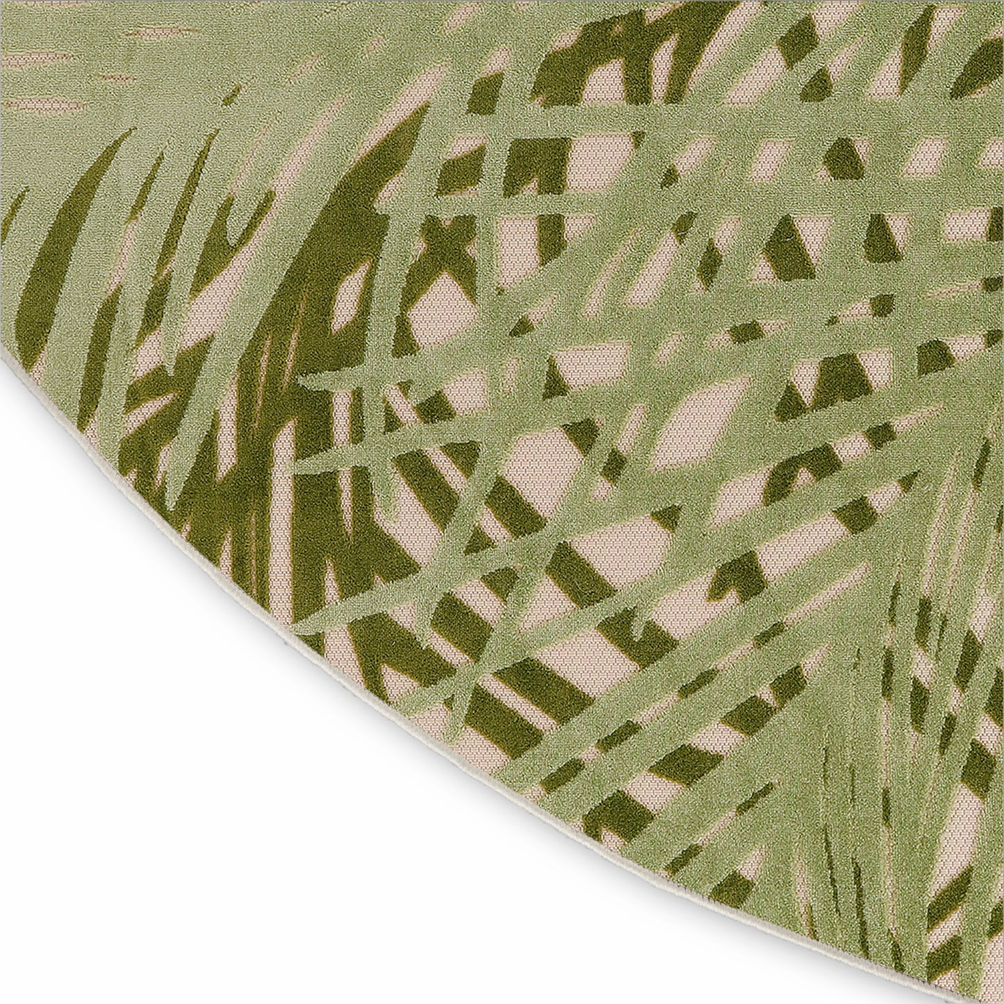 Nourison Aloha 5'3" x Round Ivory Green Outdoor Rug