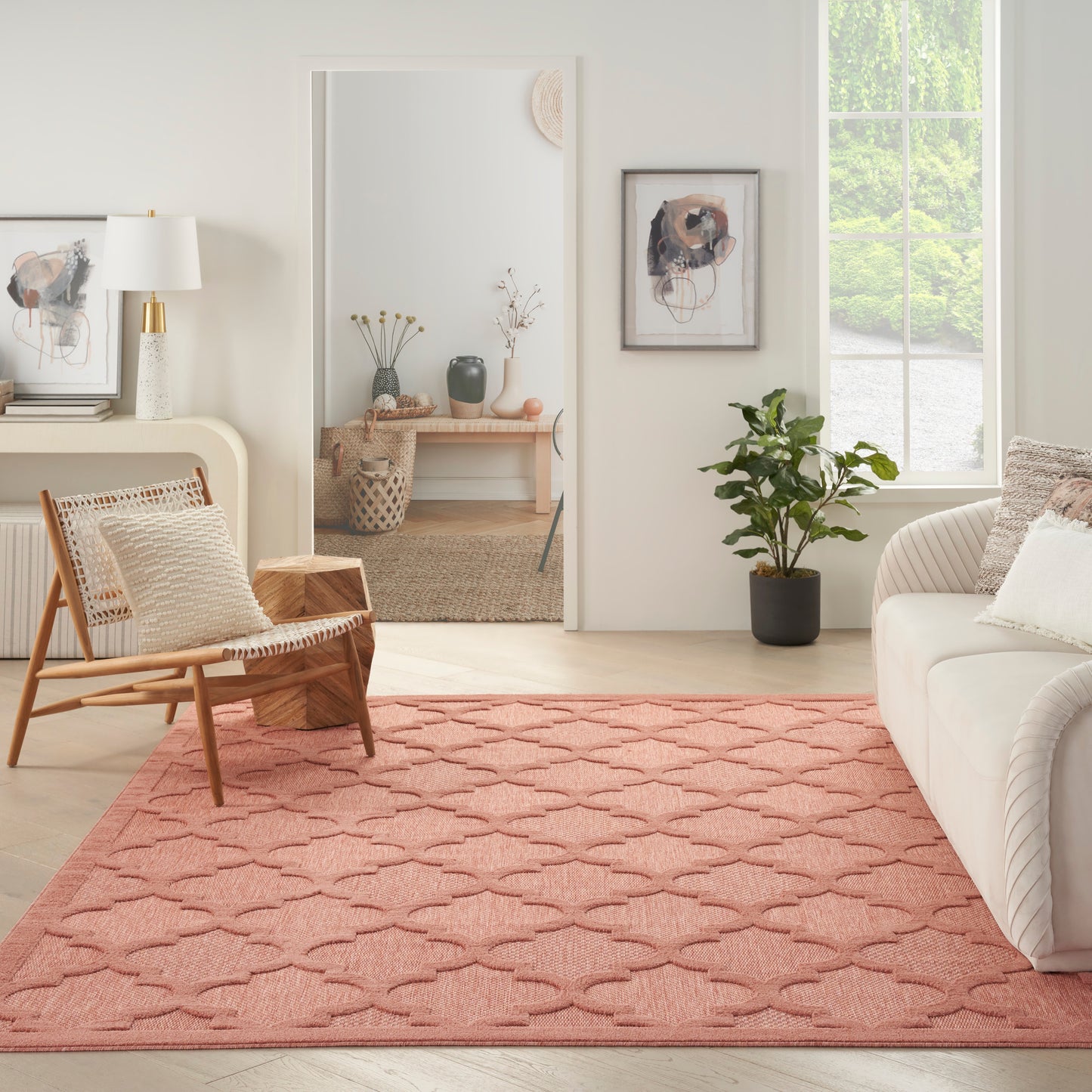 Nourison Easy Care 8' x 10' Coral Orange Modern Rug