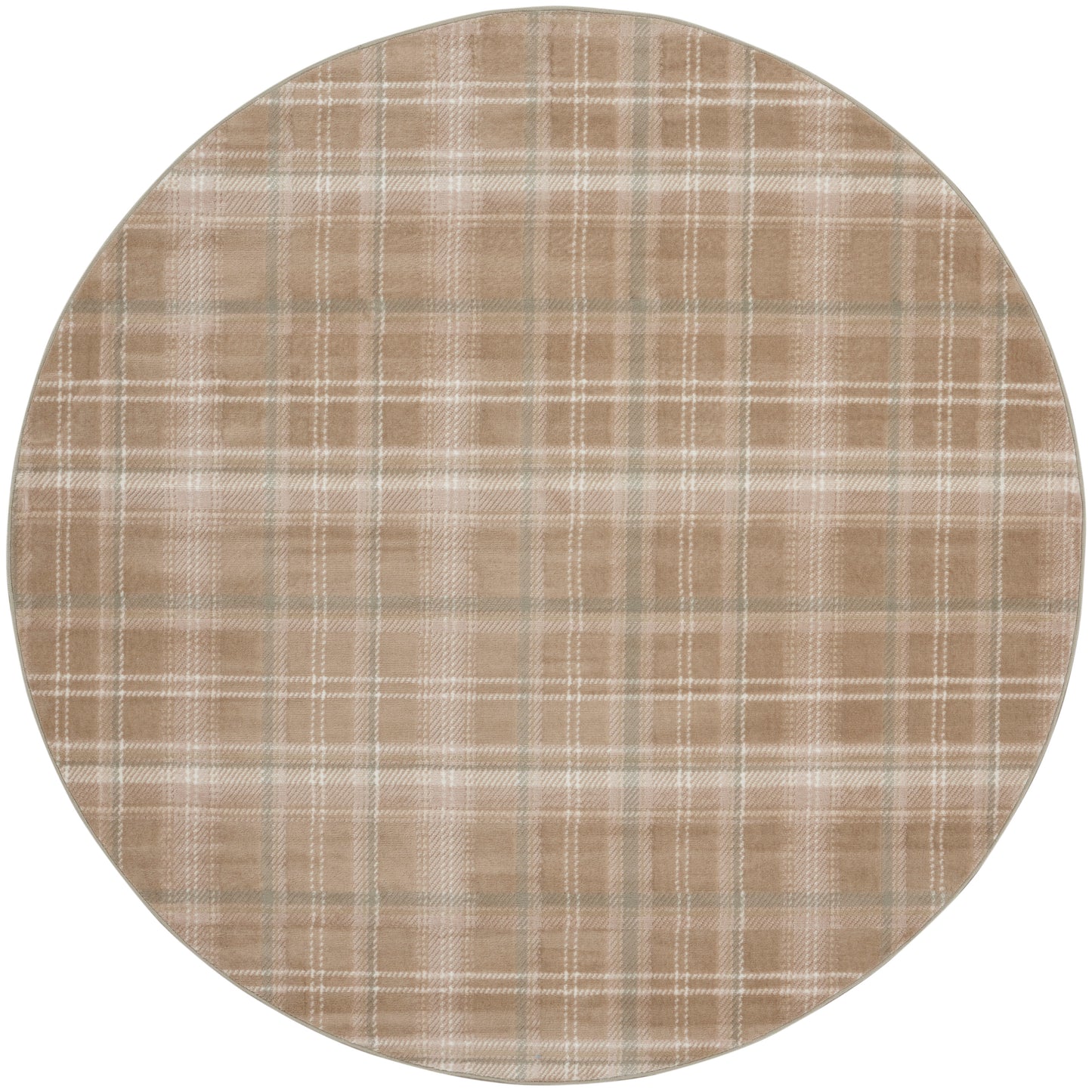 Nourison Grafix 8' x Round Taupe Farmhouse Indoor Rug