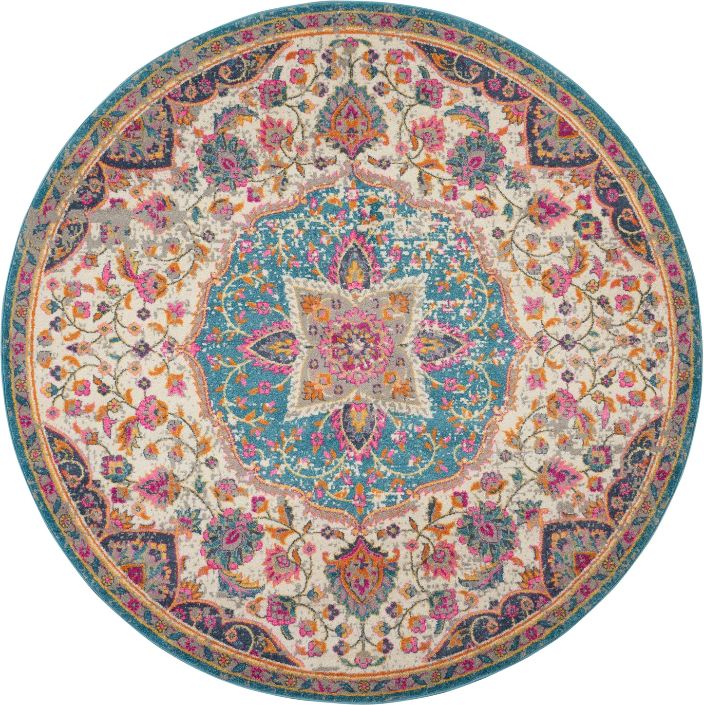 Nourison Passion 4' x Round Ivory/Multi Transitional Indoor Rug