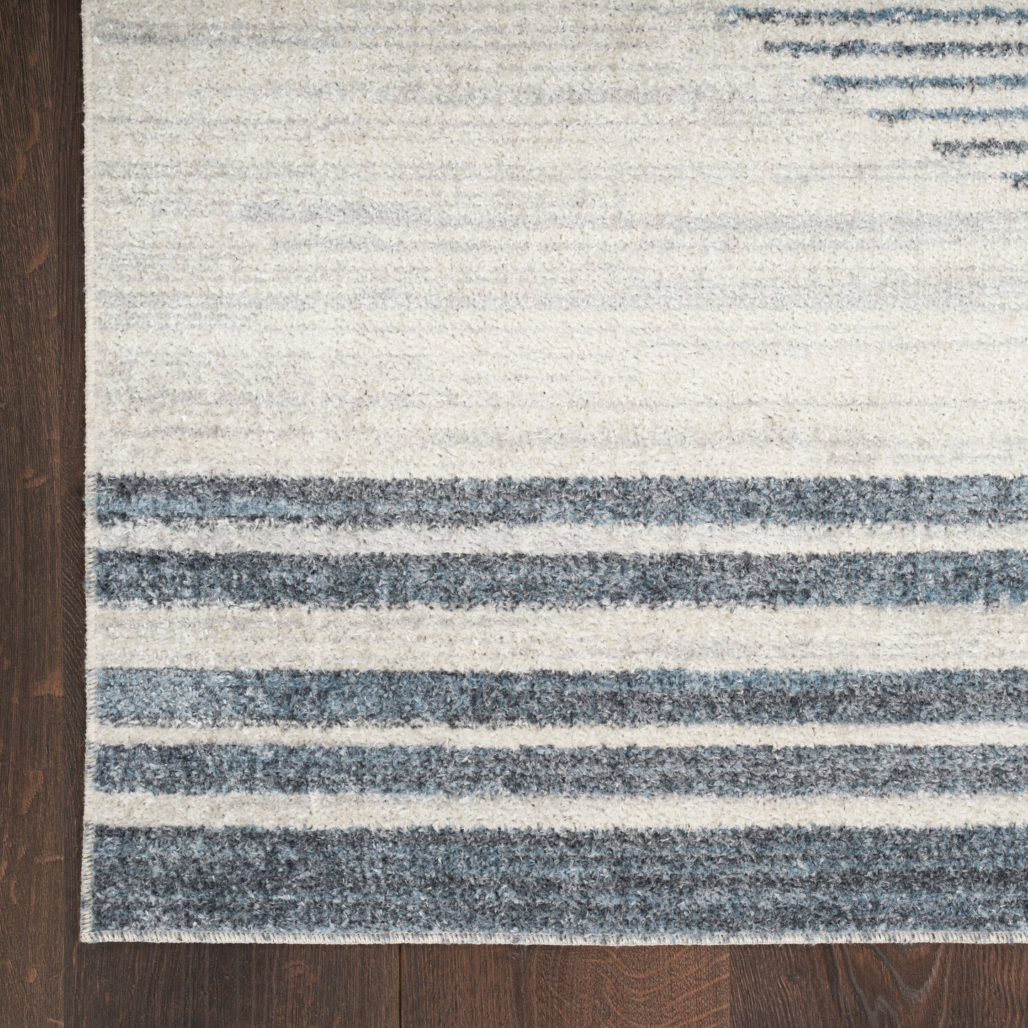 Nourison Astra Machine Washable 2'2" x 4' Ivory Blue Mid-Century Modern Indoor Rug