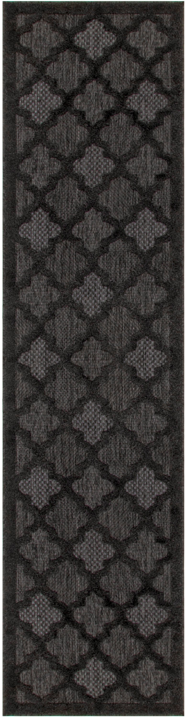 Nourison Easy Care 2' x 6' Charcoal Black Modern Rug