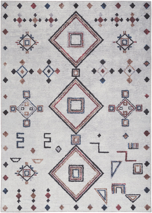 Nicole Curtis Machine Washable Series 1 4' x 6' Ivory/Multi Bohemian Indoor Rug