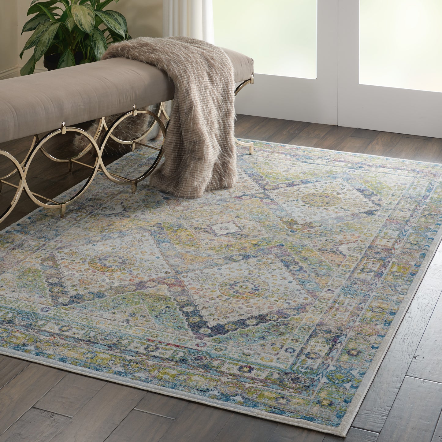 Nourison Ankara Global 4' x 6' Blue Green Vintage Indoor Rug