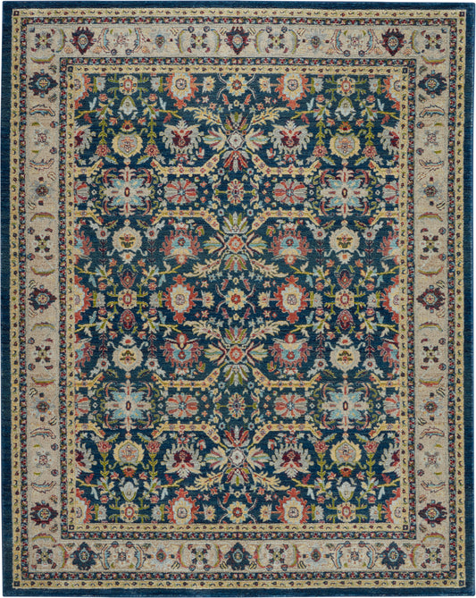 Nourison Ankara Global 7'10" x 9'10" Navy Multicolor Traditional Indoor Rug