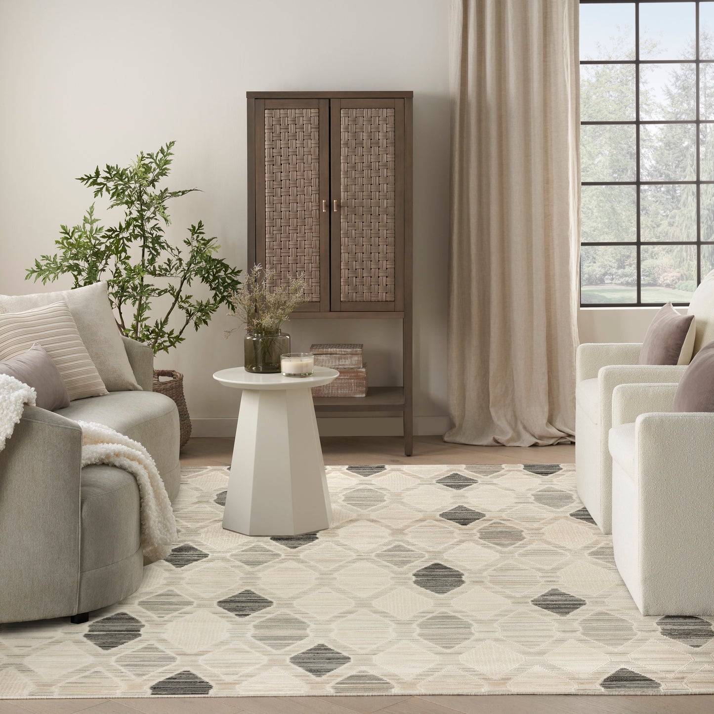 Nourison Serenity Home 9' x 12' Beige Grey Modern Indoor Rug