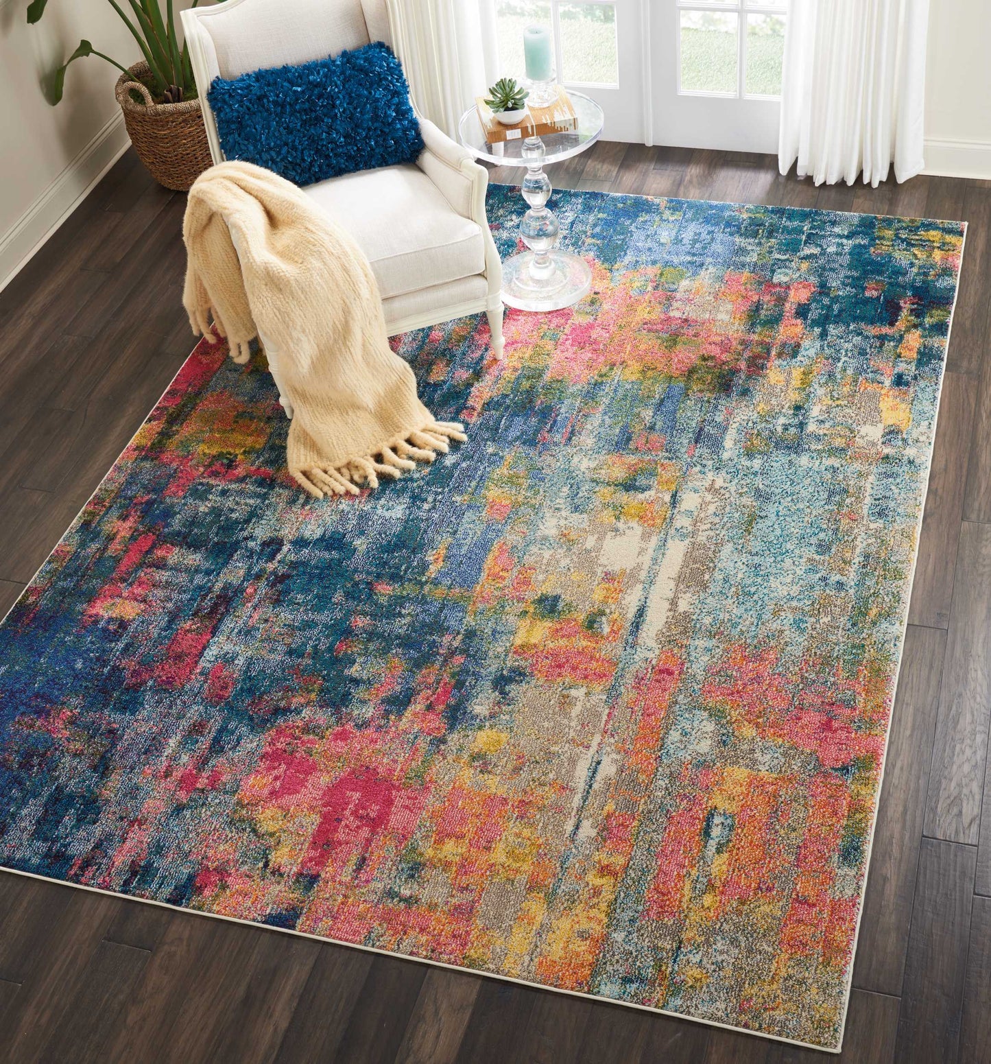 Nourison Celestial 7'10" x 10'6" Blue Yellow Modern Indoor Rug