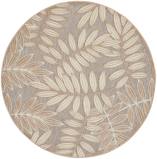 Nourison Aloha 4' x Round Natural Tropical Rug