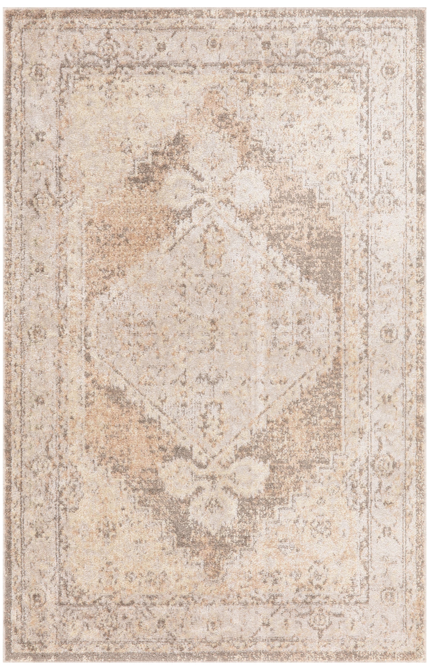 Nourison Astra Machine Washable 3'3" x 5' Beige Vintage Indoor Rug