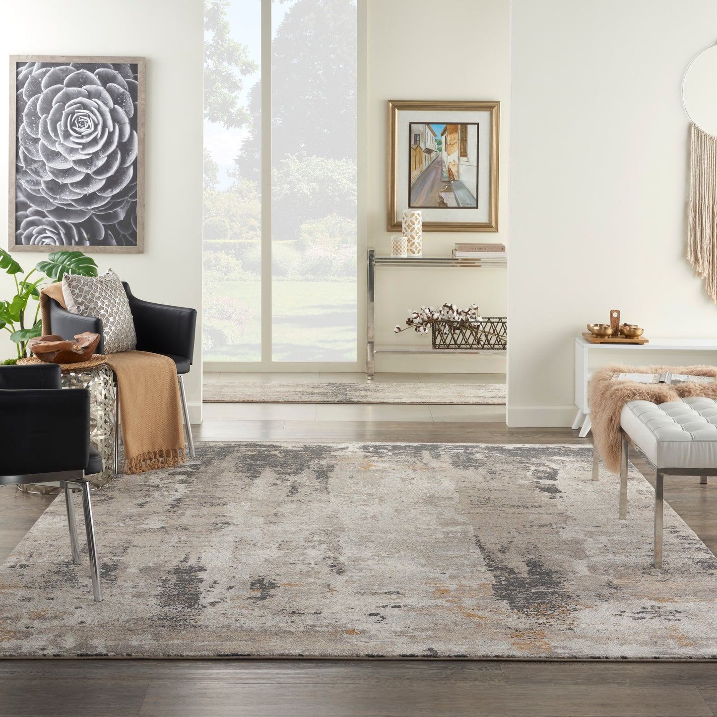 Nourison Tangra 9' x 12' Cream Grey Modern Indoor Rug