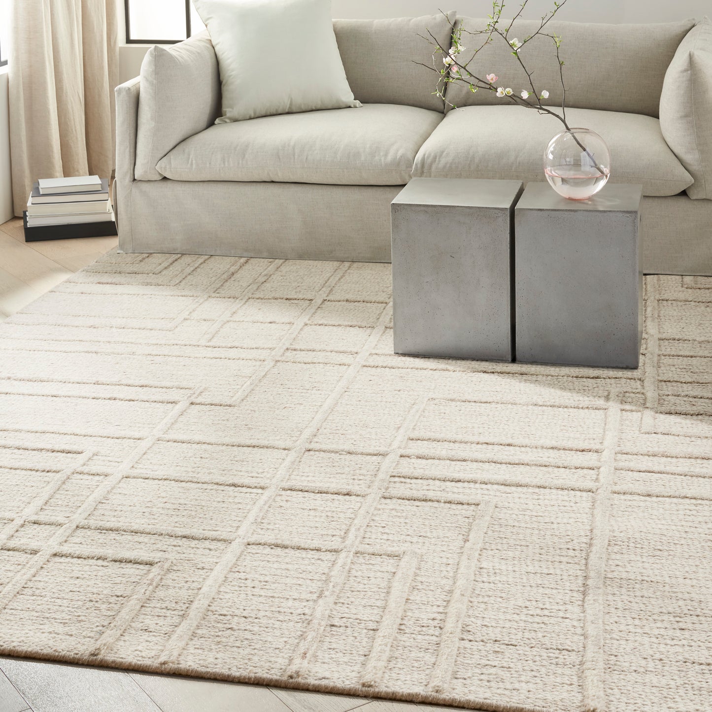 Calvin Klein CK045 Impressions 7'9" x 9'9" Sand Modern Indoor Rug