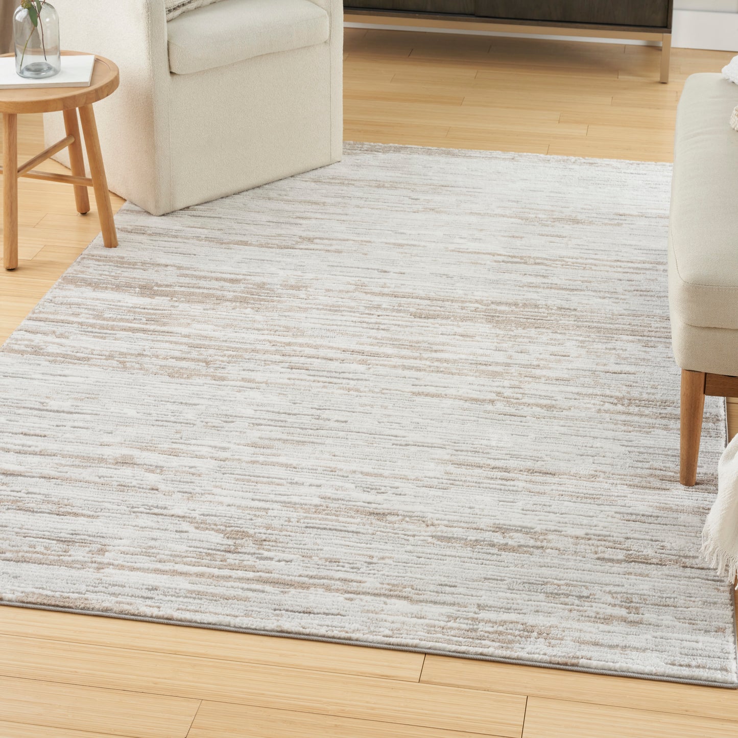 Nourison Dew 5'3" x 7' Silver Beige Modern Indoor Rug