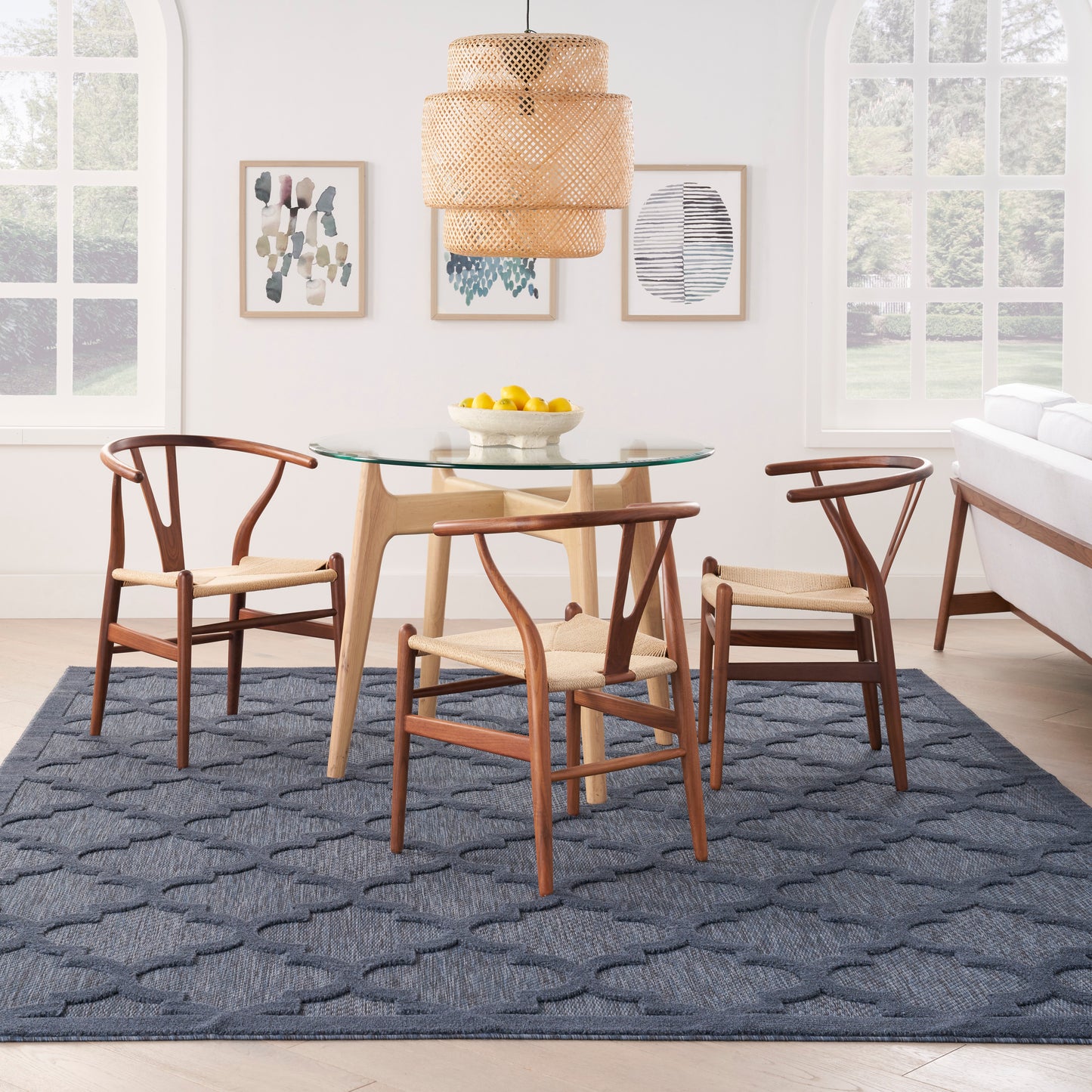 Nourison Easy Care 8' x 10' Navy Blue Modern Rug