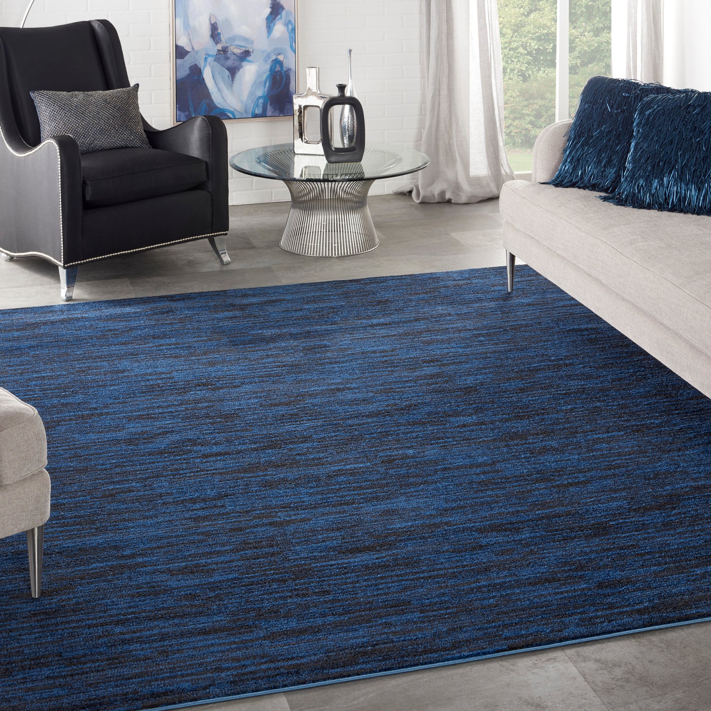 Nourison Nourison Essentials 9' x Square Midnight Blue Outdoor Rug