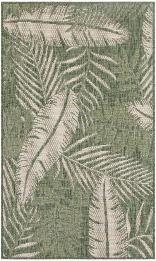 Nourison Garden Oasis 3' x 5' Green Ivory Outdoor Rug