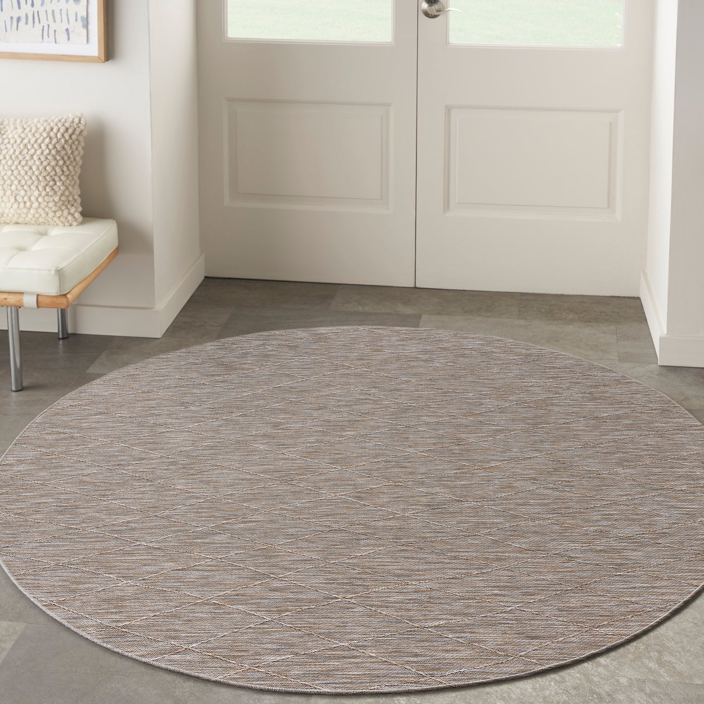 Nourison Washable Solutions 8' x Round Grey/Mocha Modern Rug