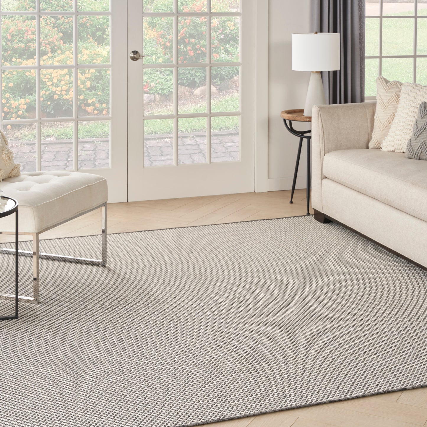 Nourison Courtyard 6' x Square Ivory/Charcoal Modern Rug