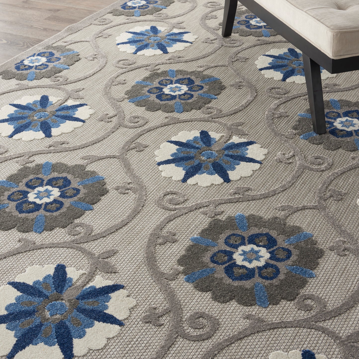 Nourison Aloha 7' x 10' Grey/Blue Contemporary Rug