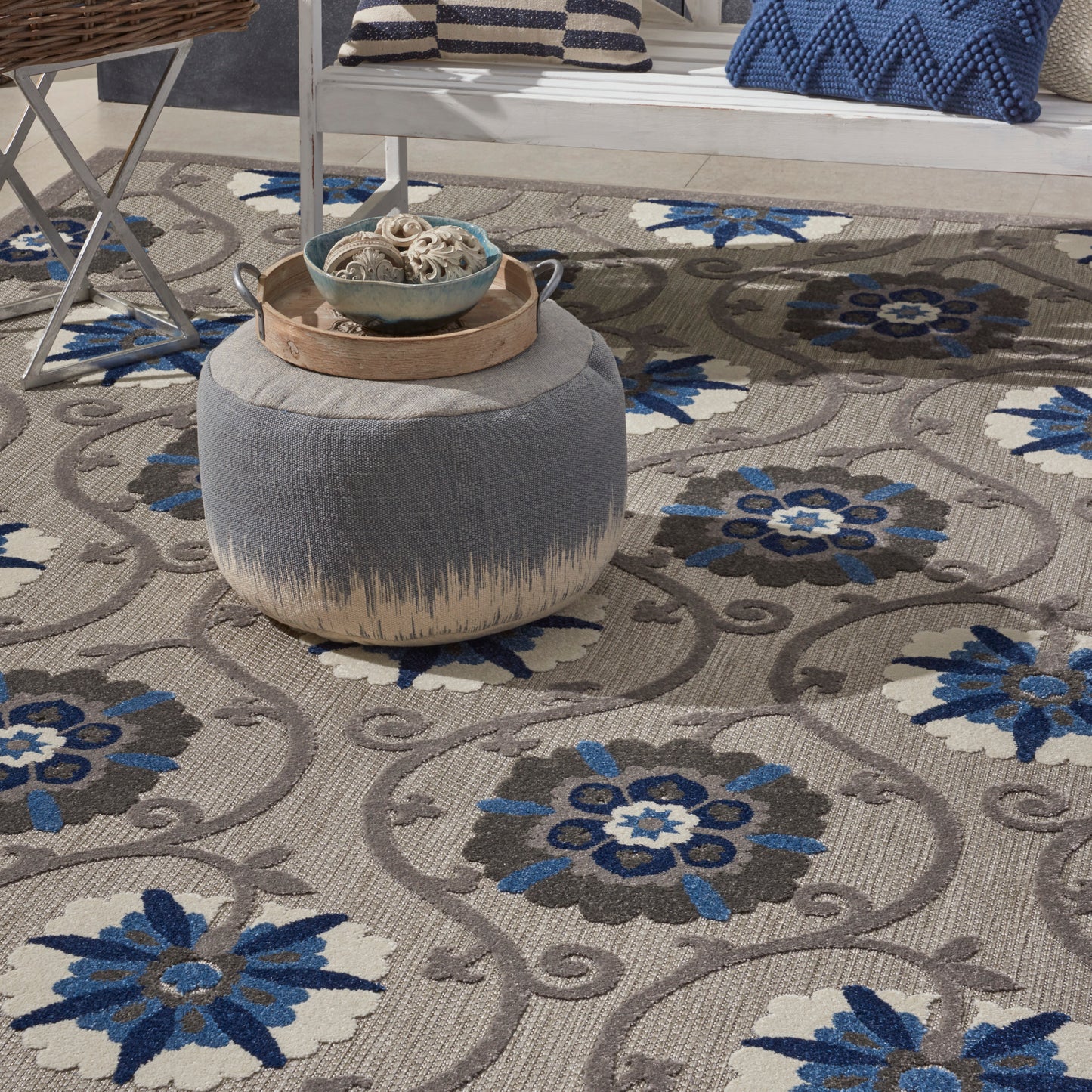 Nourison Aloha 9'6" x 13' Grey Blue Contemporary Rug