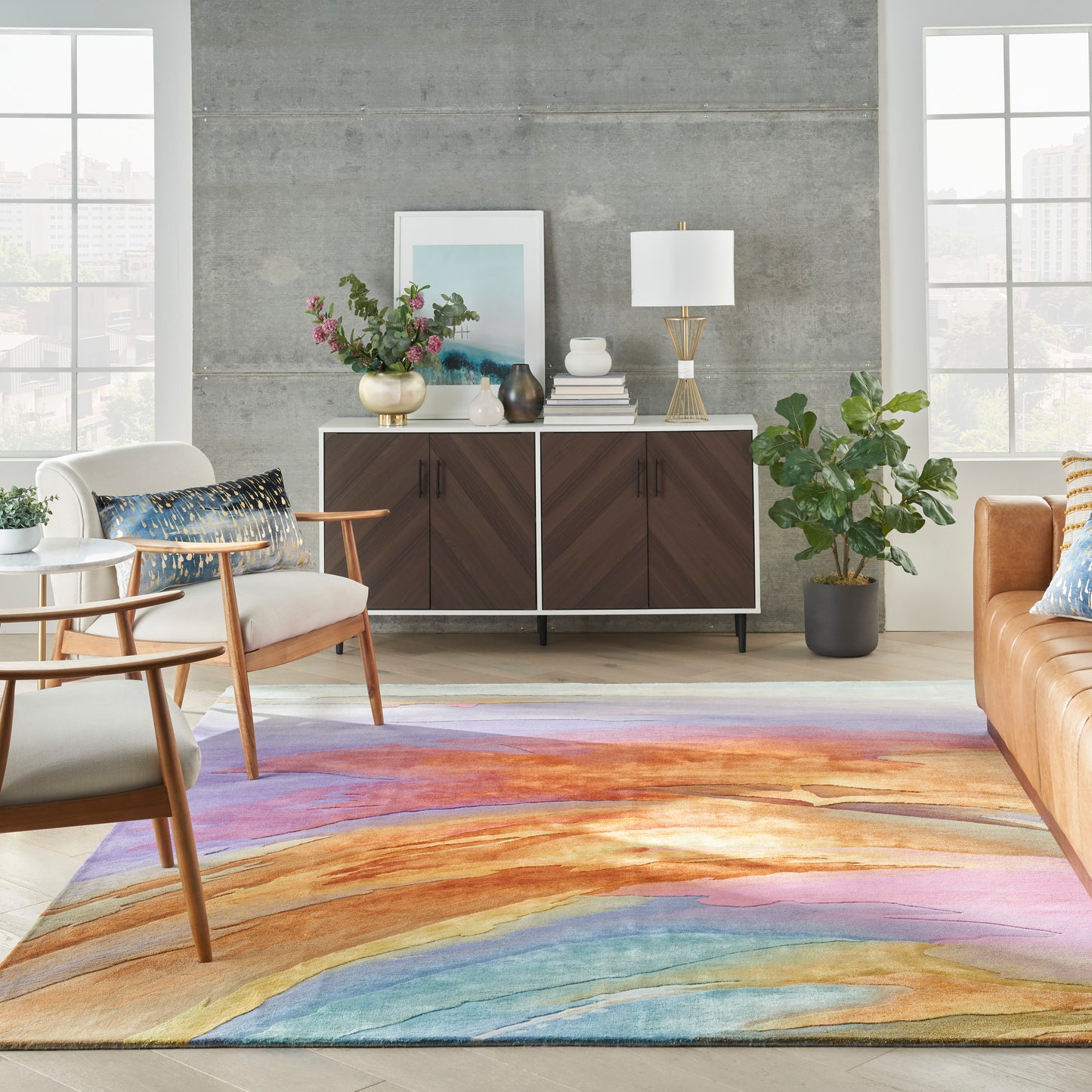 Nourison Prismatic 7'9" x 9'9" Multicolor Modern Indoor Rug