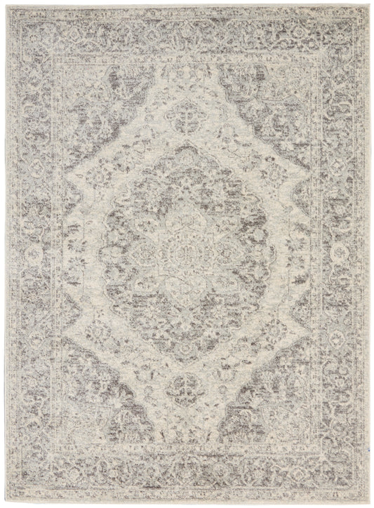 Nourison Tranquil 5'3" x 7'3" Ivory/Grey Vintage Indoor Rug