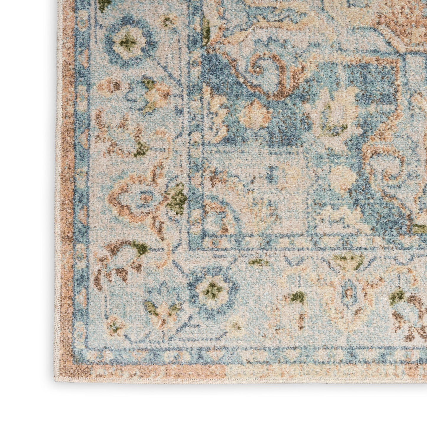 Nourison Astra Machine Washable 4' x 6' Beige Blue Vintage Indoor Rug