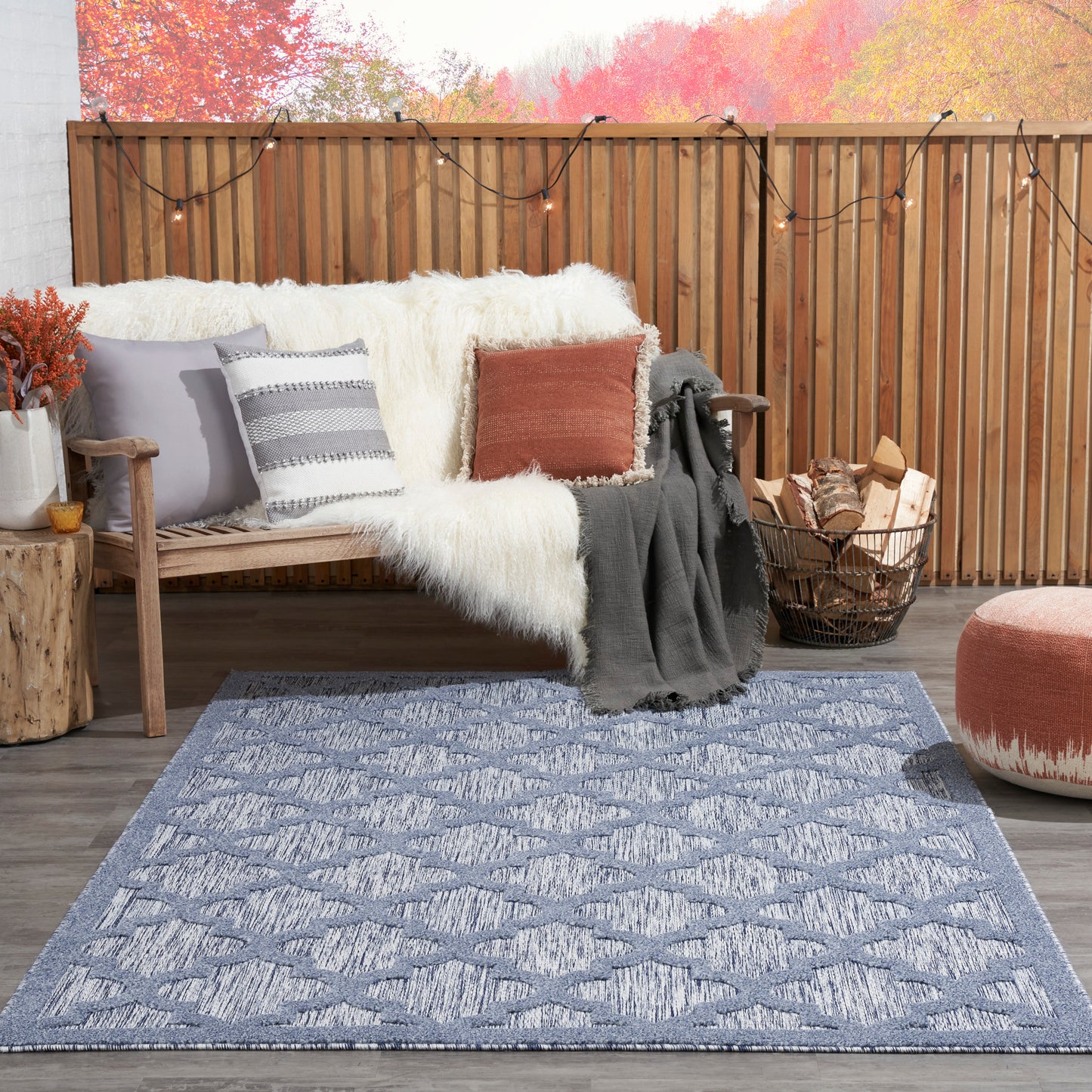 Nourison Easy Care 6' x 9' Denim Blue Modern Rug