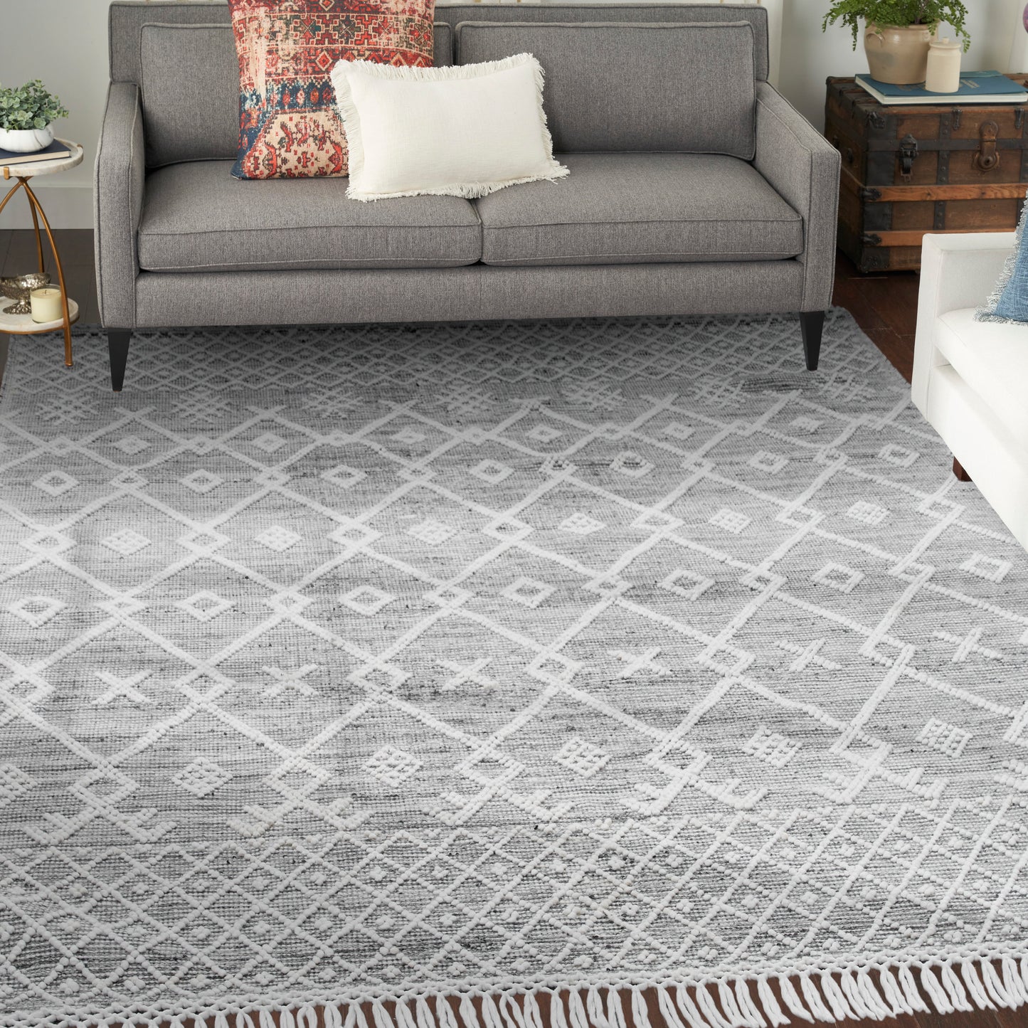 Nicole Curtis Series 3 8' x 10'6" Grey/Ivory Bohemian Indoor Rug