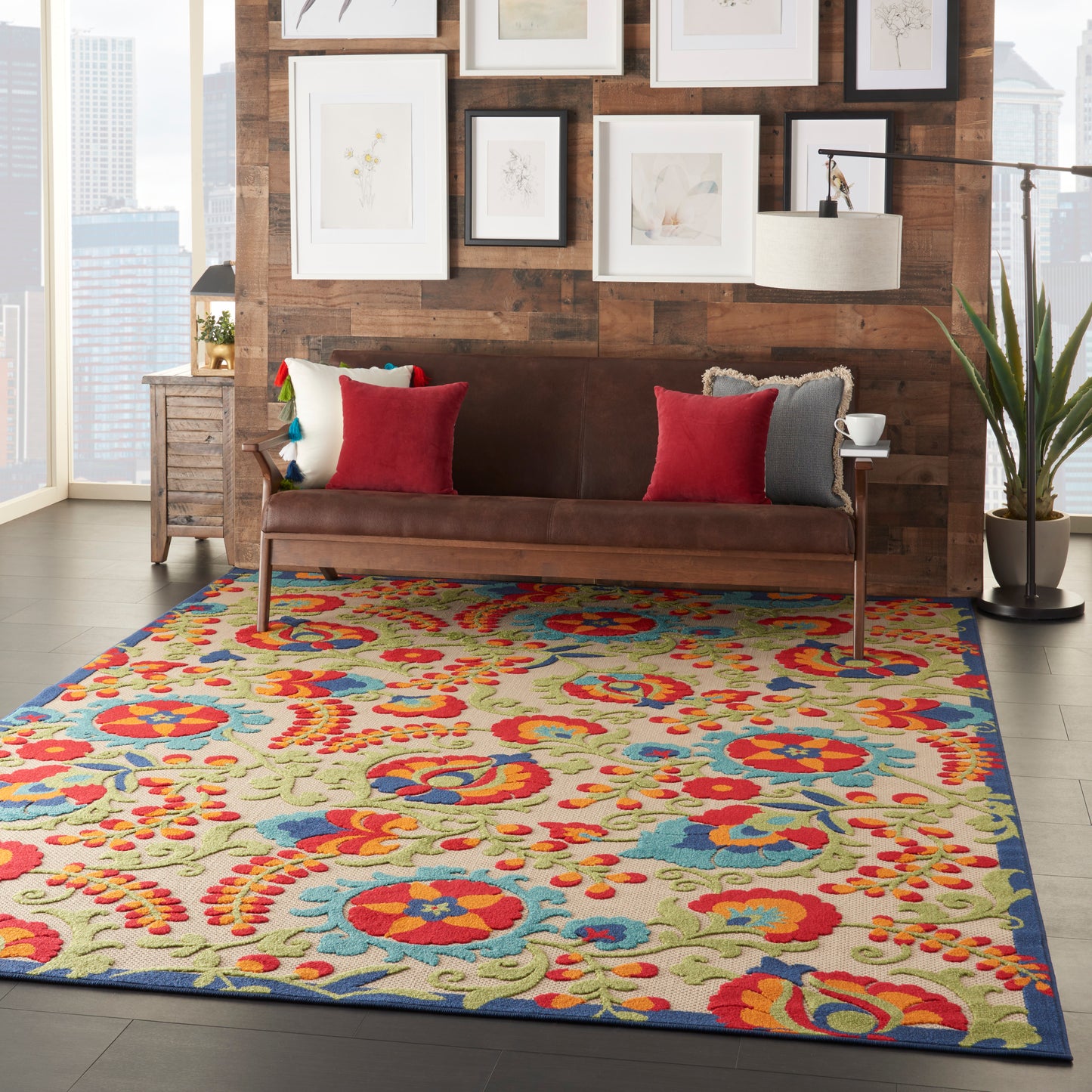 Nourison Aloha 7'10" x 10'6" Multicolor Farmhouse Rug