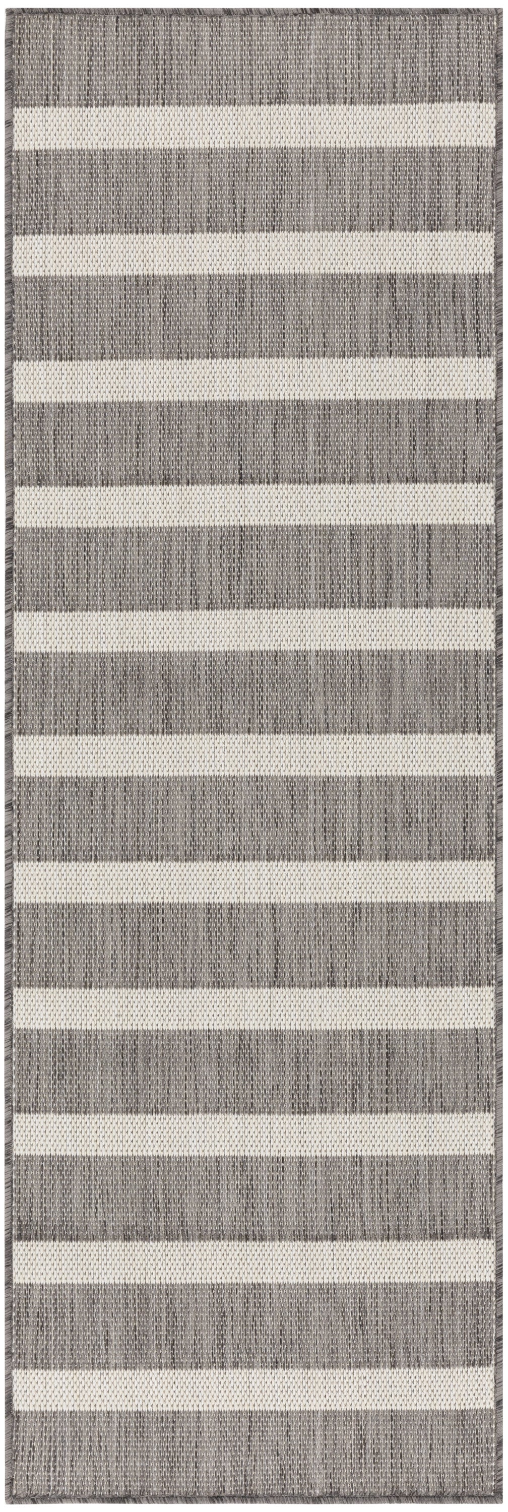 Nourison Positano 2' x 6' Charcoal Ivory Modern Rug