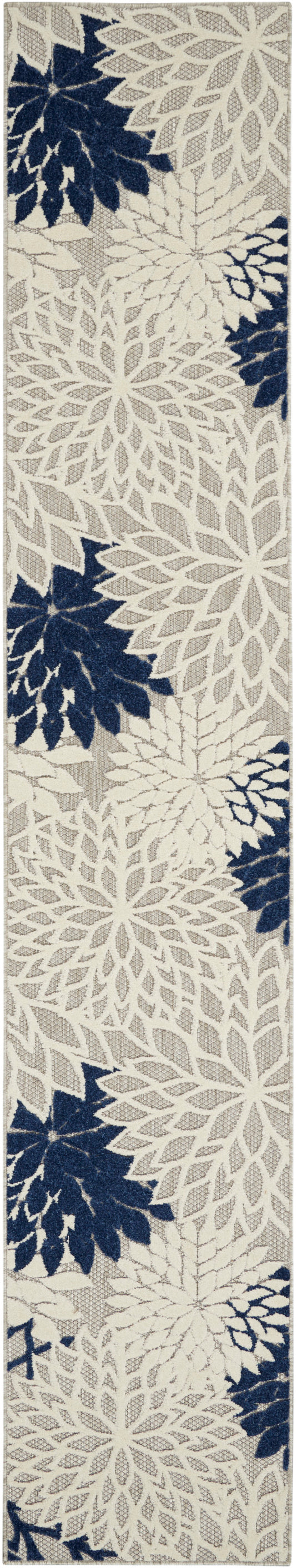 Nourison Aloha 2'3" x 12' Ivory Navy Tropical Rug