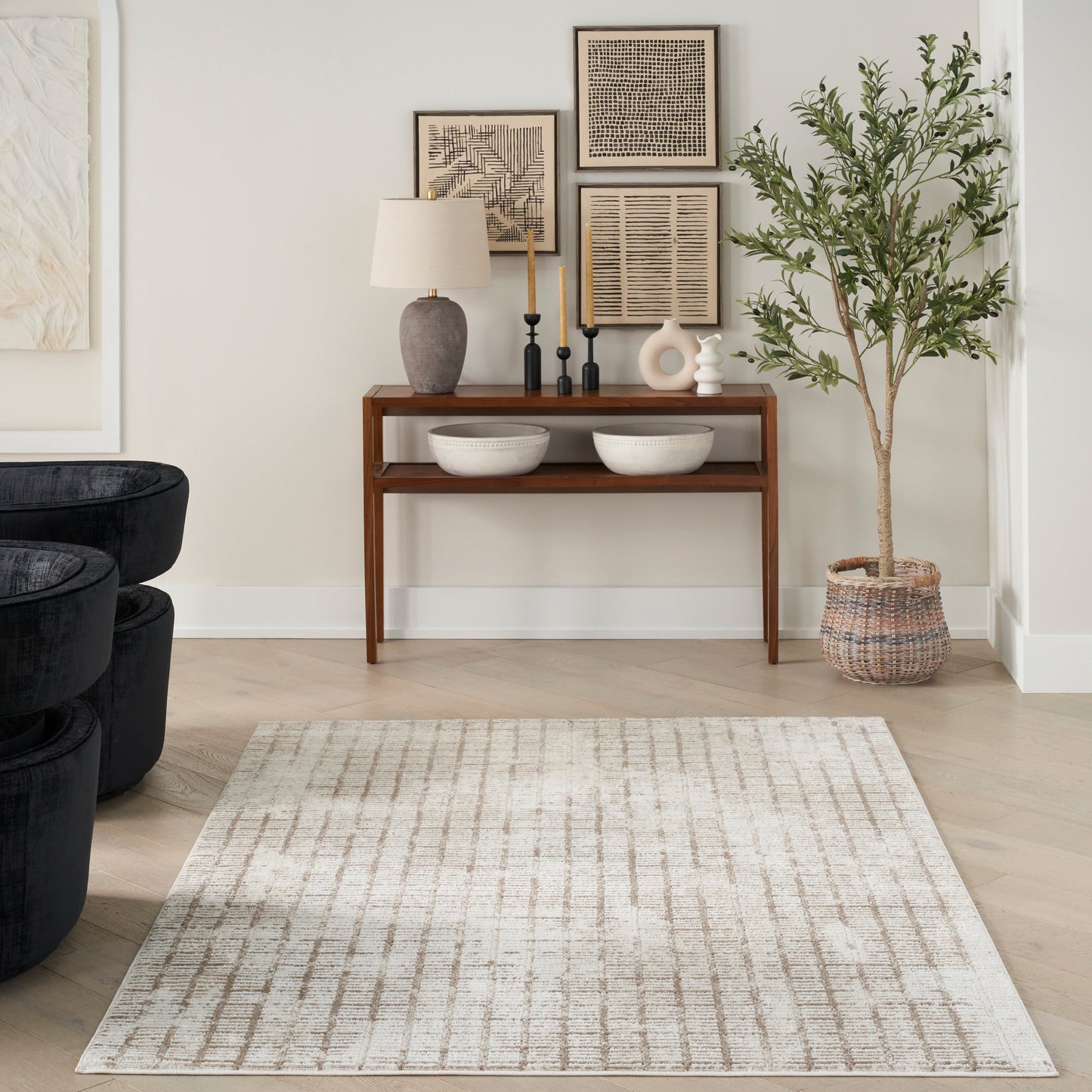 Nourison Dew 7'10" x 9'10" Ivory Beige Modern Indoor Rug