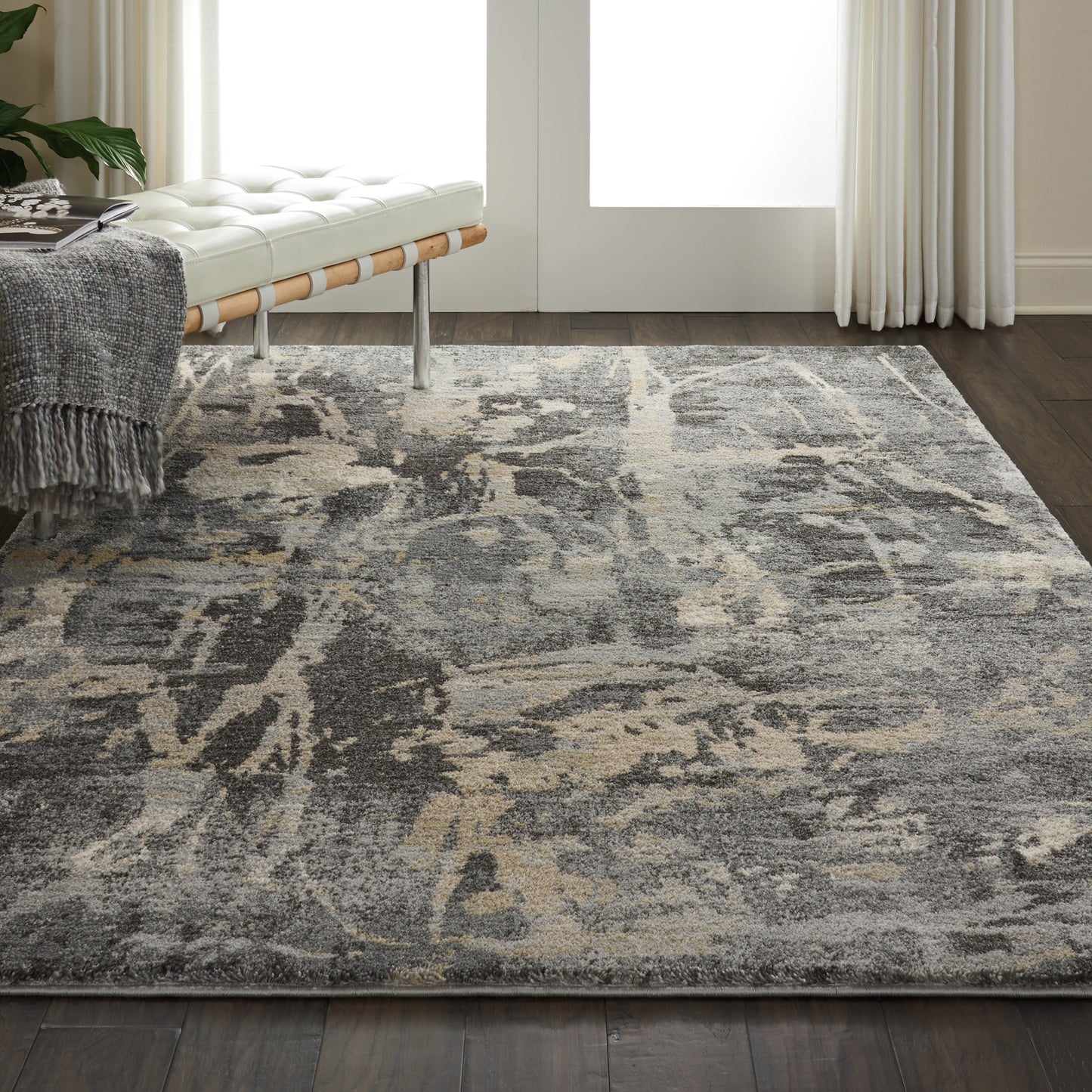 Nourison Fusion 5'3" x 7'3" Grey Modern Indoor Rug