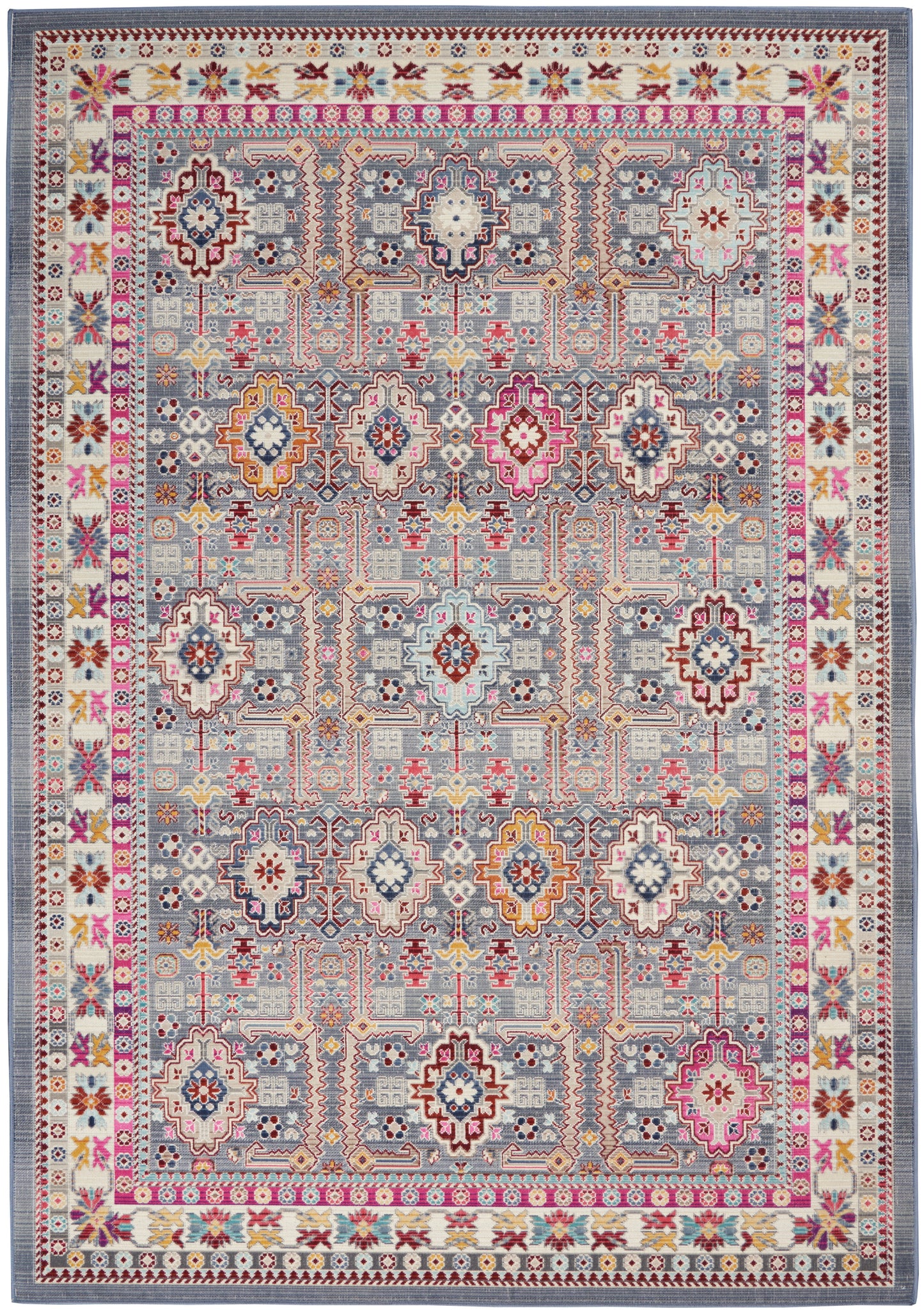 Nourison Vintage Kashan 5'3" x 7'10" Grey/Multi Bohemian Indoor Rug