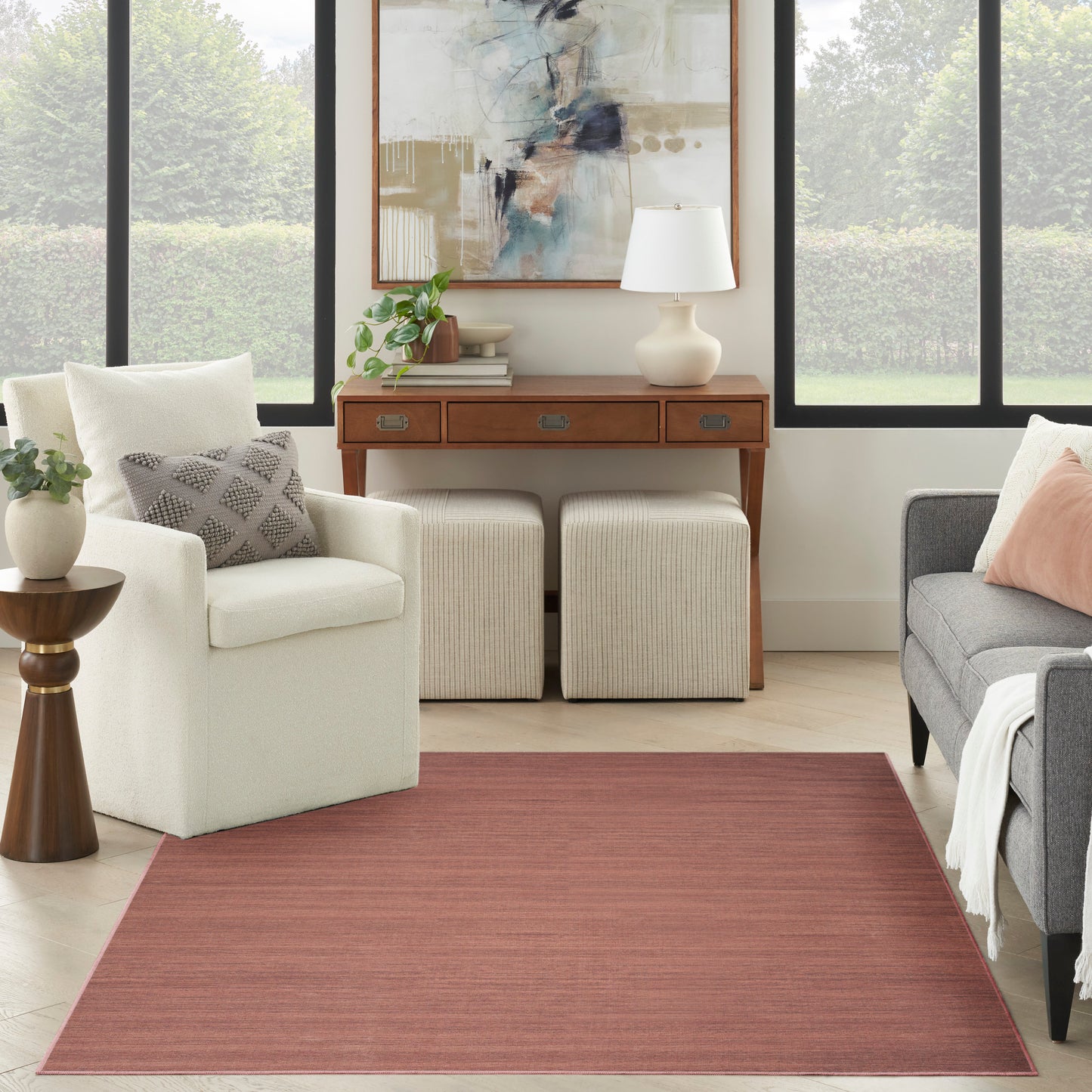 Nourison Washable Essentials 4' x 6' Mocha Modern Indoor Rug