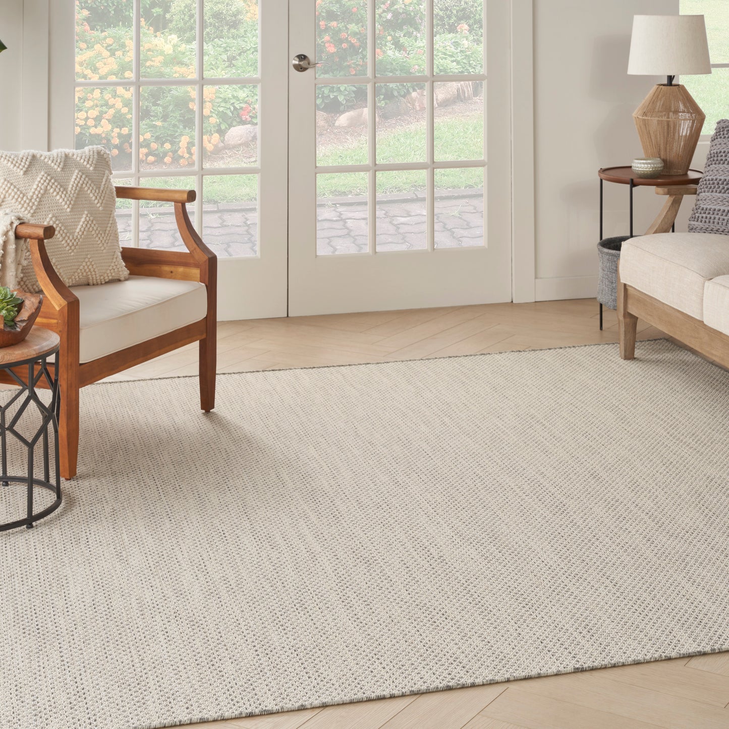 Nourison Courtyard 8' x Square Ivory/Silver Modern Rug