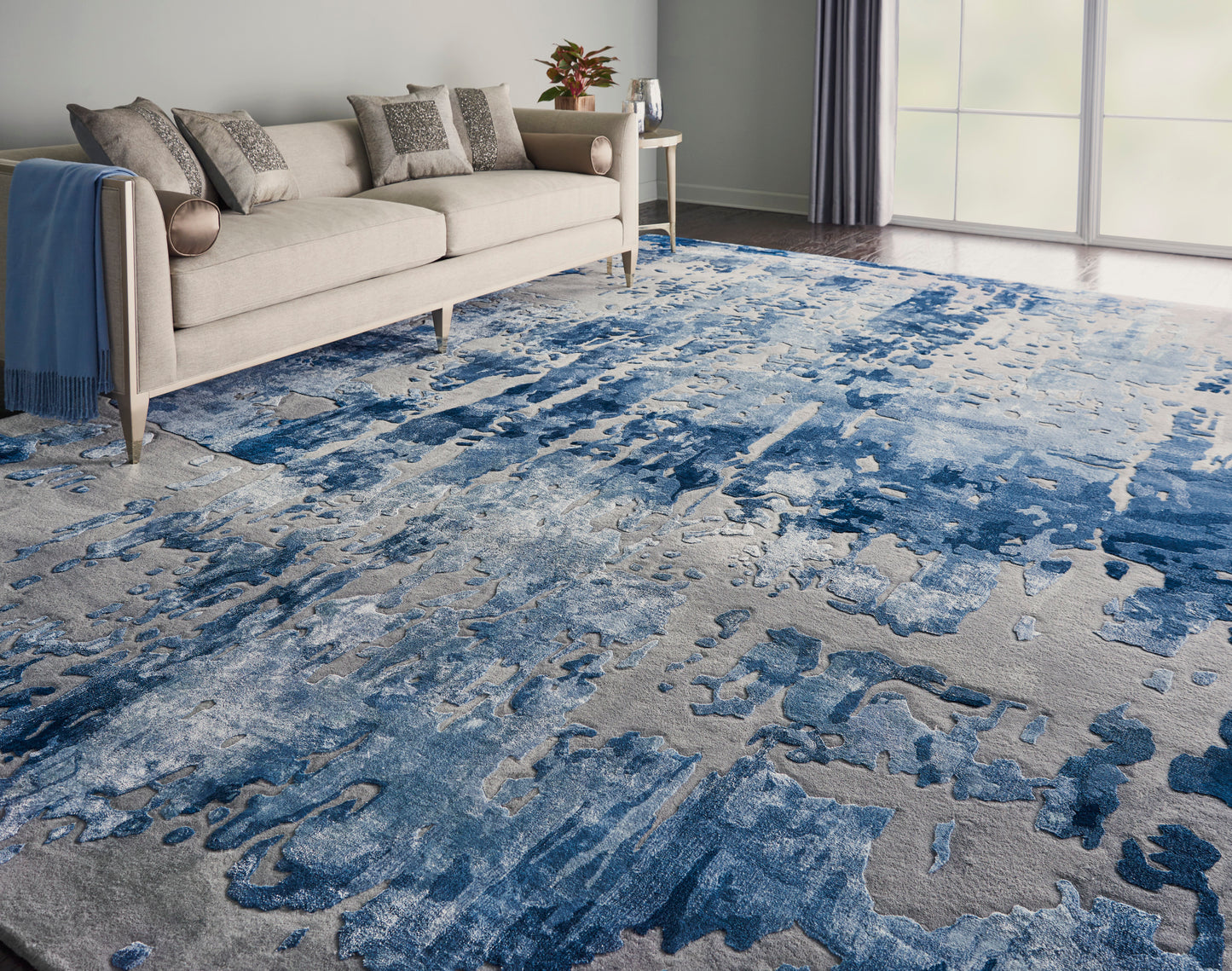 Nourison Prismatic 12' x 15' Blue/Grey Modern Indoor Rug