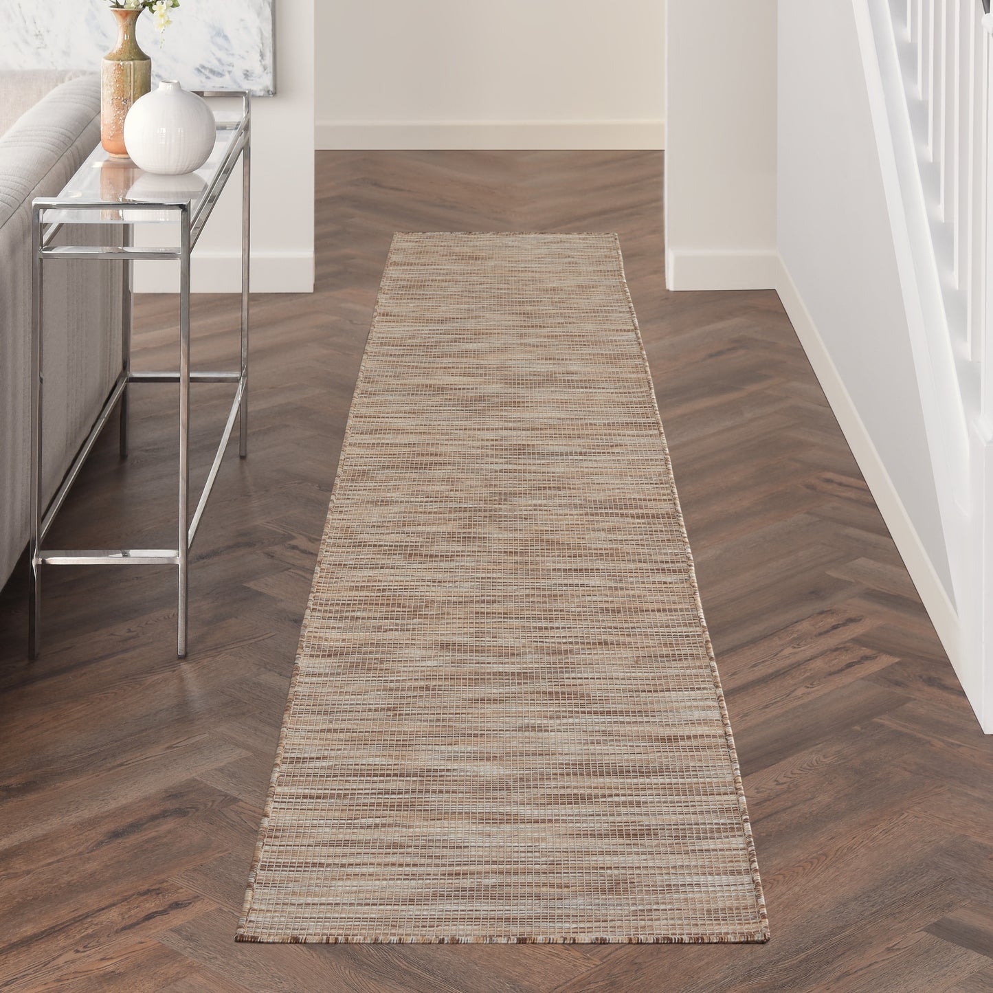 Nourison Positano 2'2" x 12' Beige Modern Rug