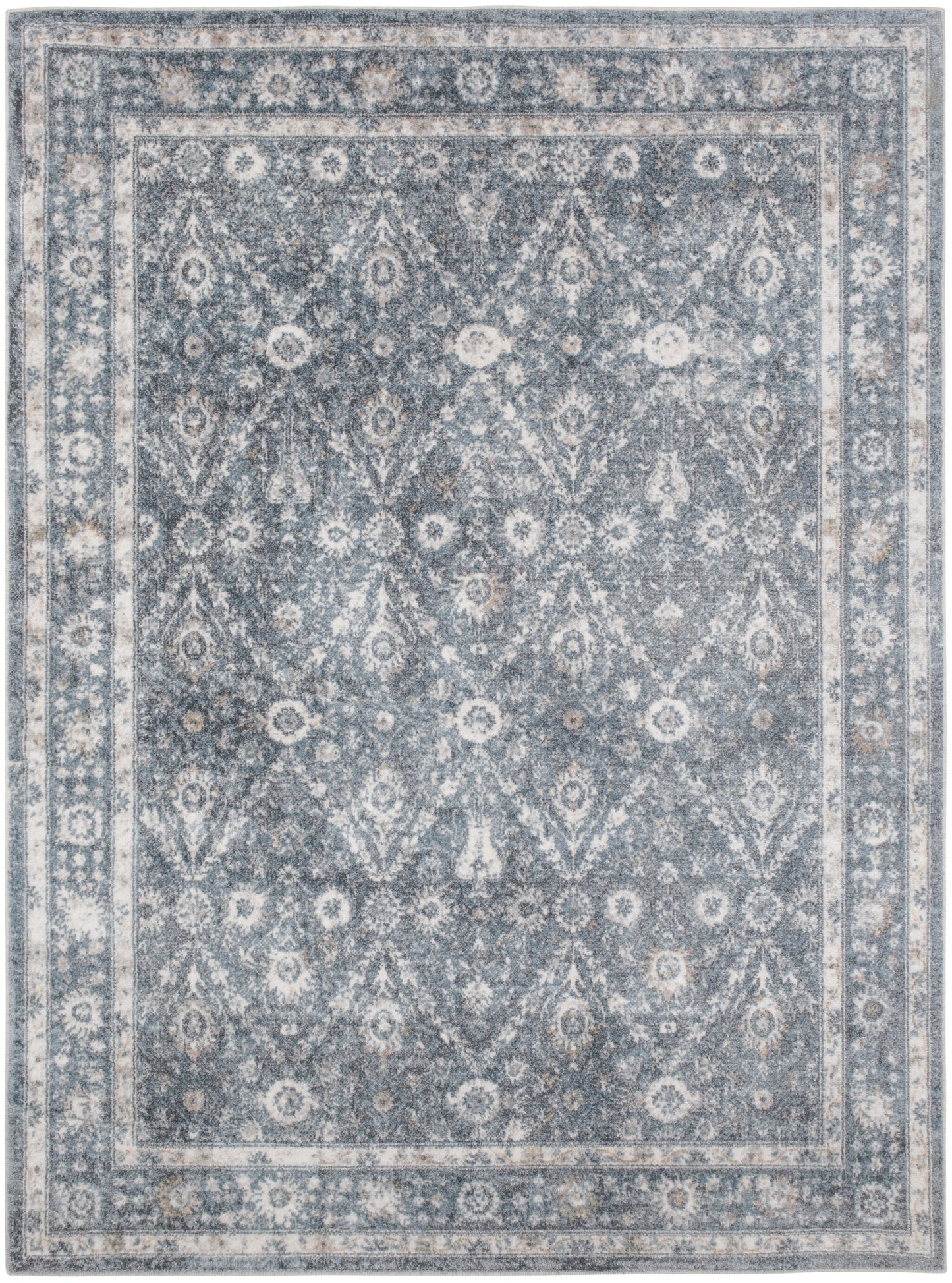 Nourison Astra Machine Washable 5'3" x 7' Dark Blue Vintage Indoor Rug