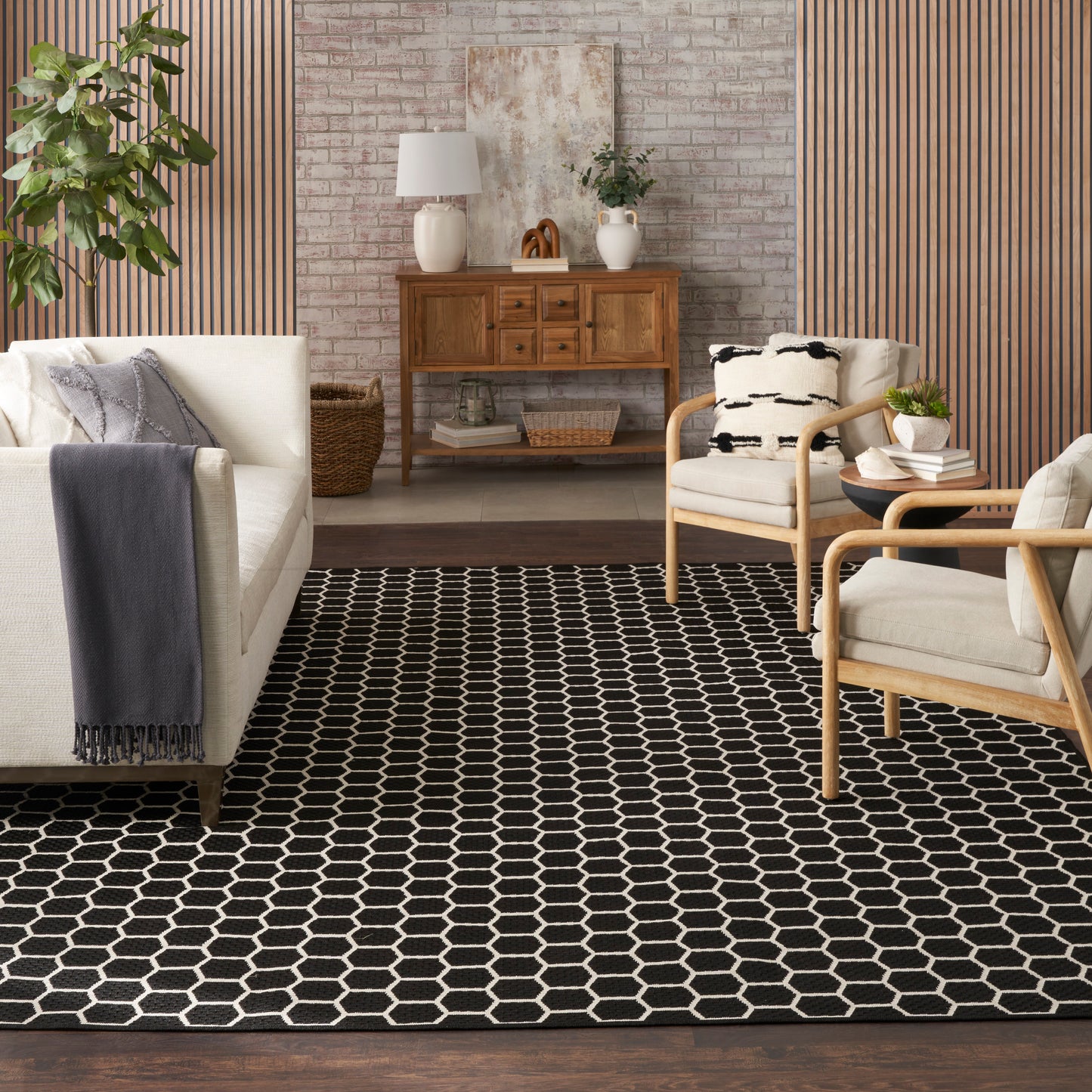 Nourison Twist Reversible 8' x 10' Black Modern Rug