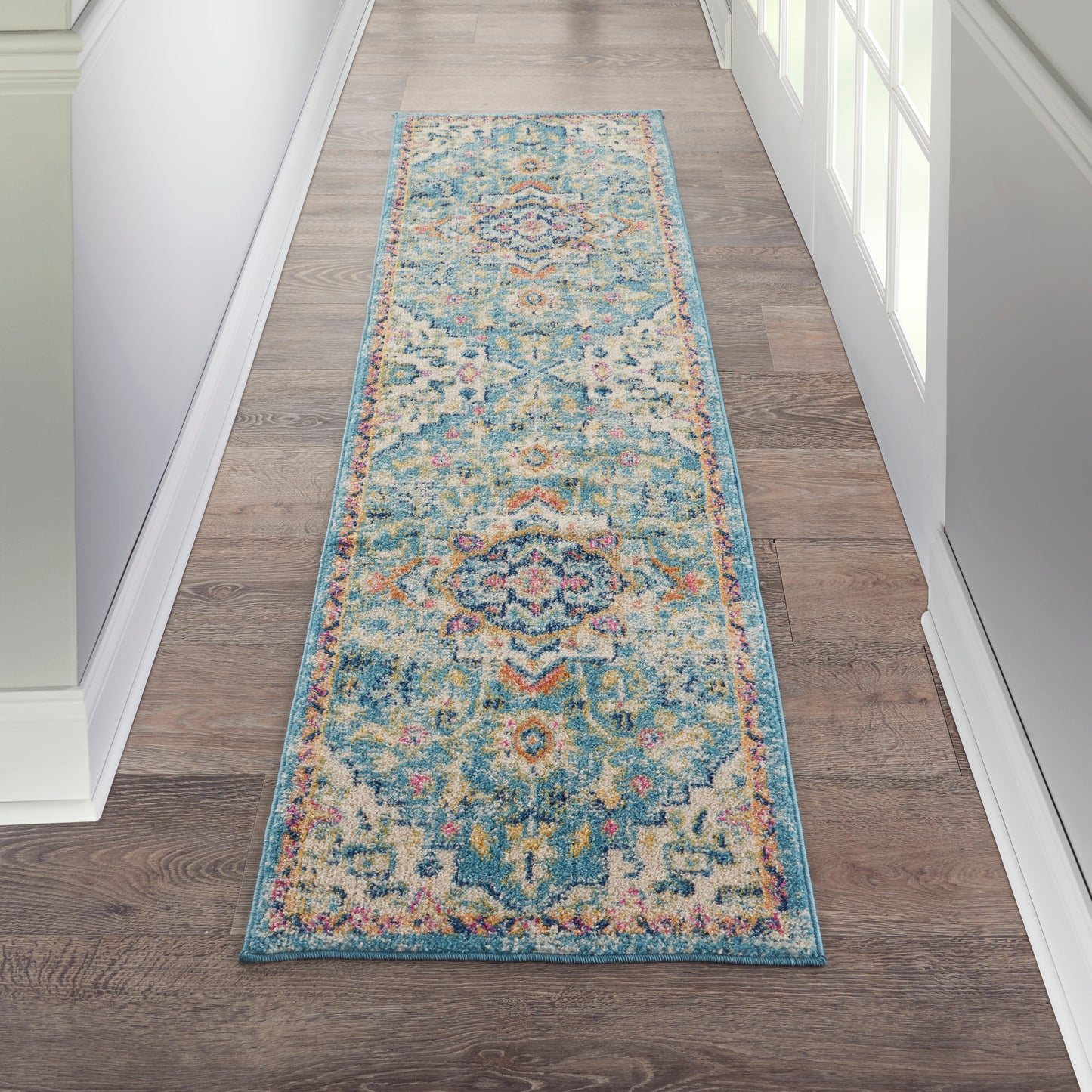 Nourison Passion 1'10" x 6' Ivory/Light Blue Bohemian Indoor Rug