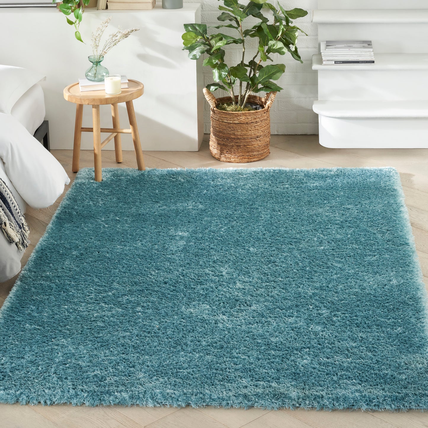 Nourison Dreamy Shag 7'10" x 9'10" Aqua Shag Indoor Rug