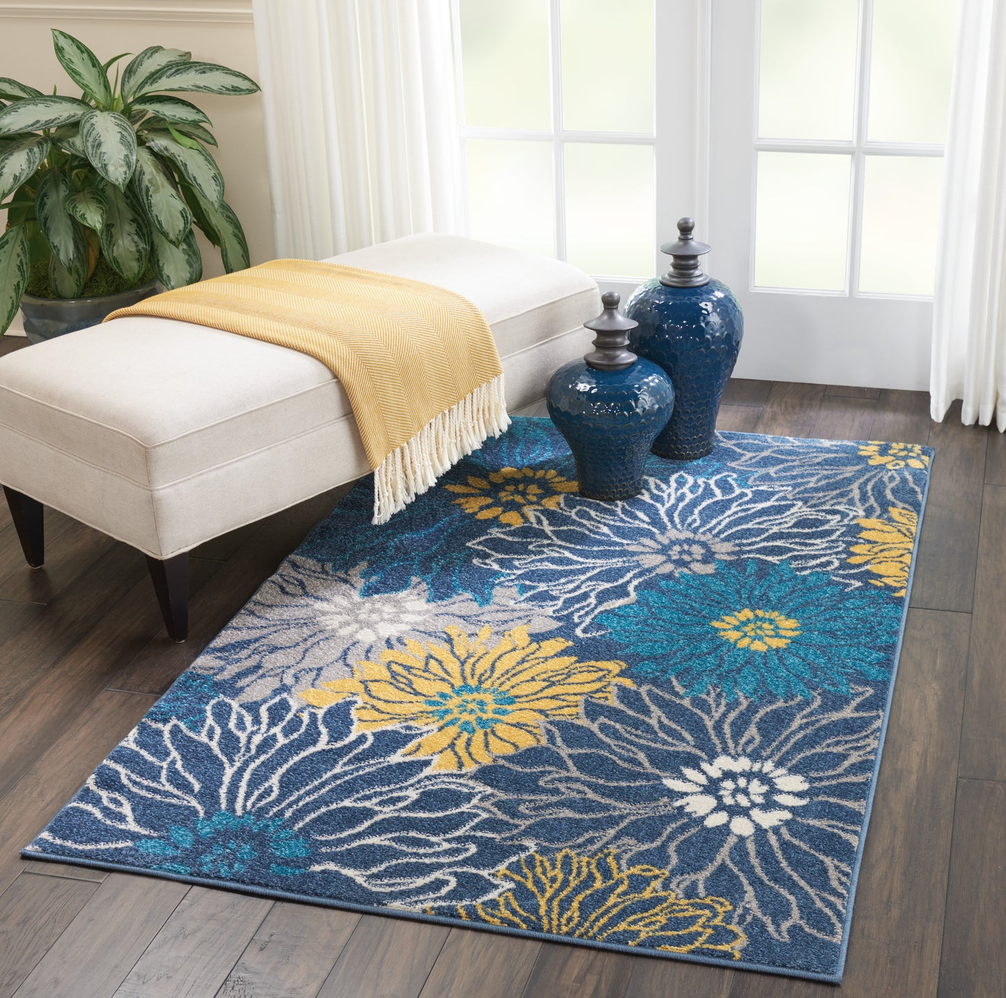 Nourison Passion 3'9" x 5'9" Blue Contemporary Indoor Rug