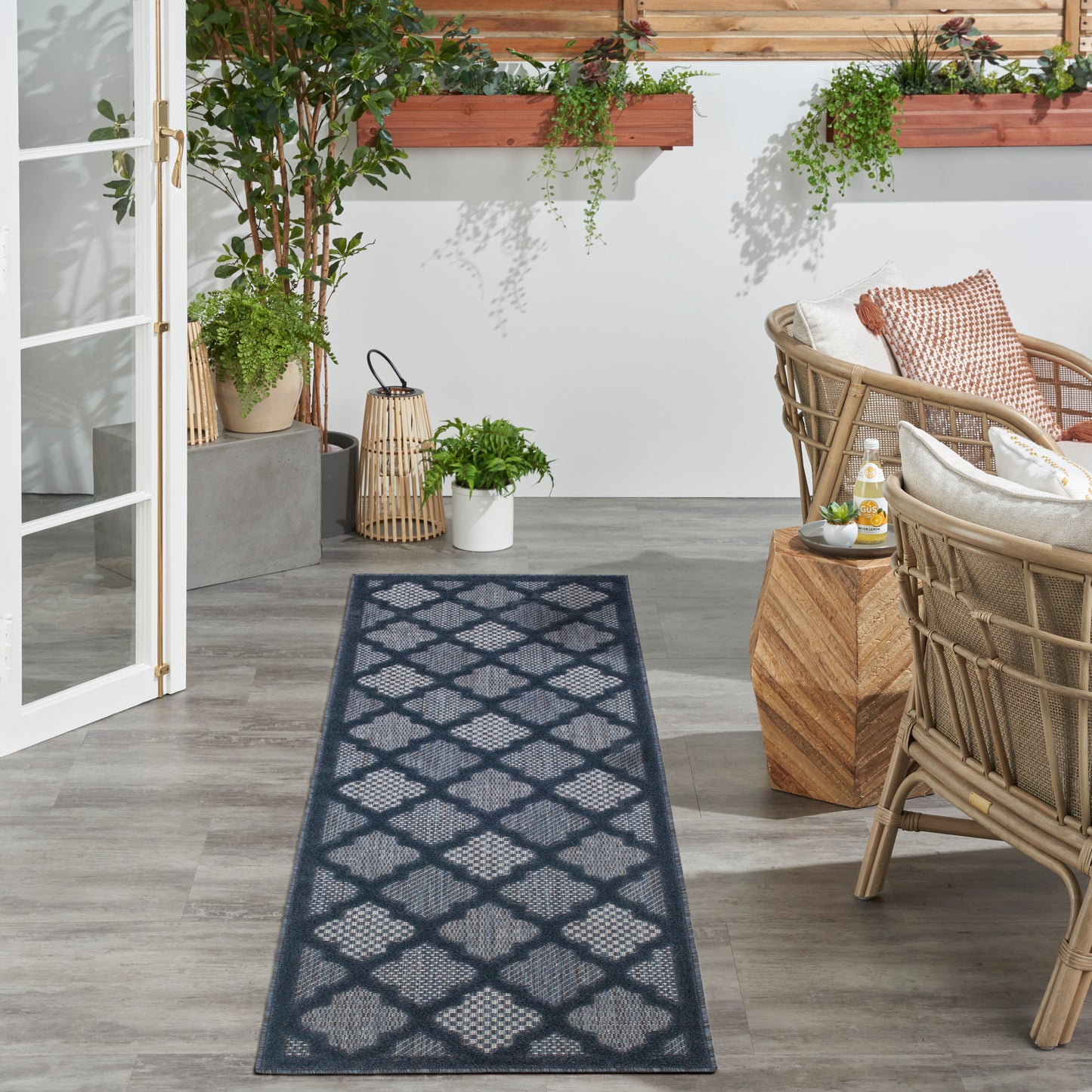 Nourison Easy Care 2' x 6' Navy Blue Outdoor Rug