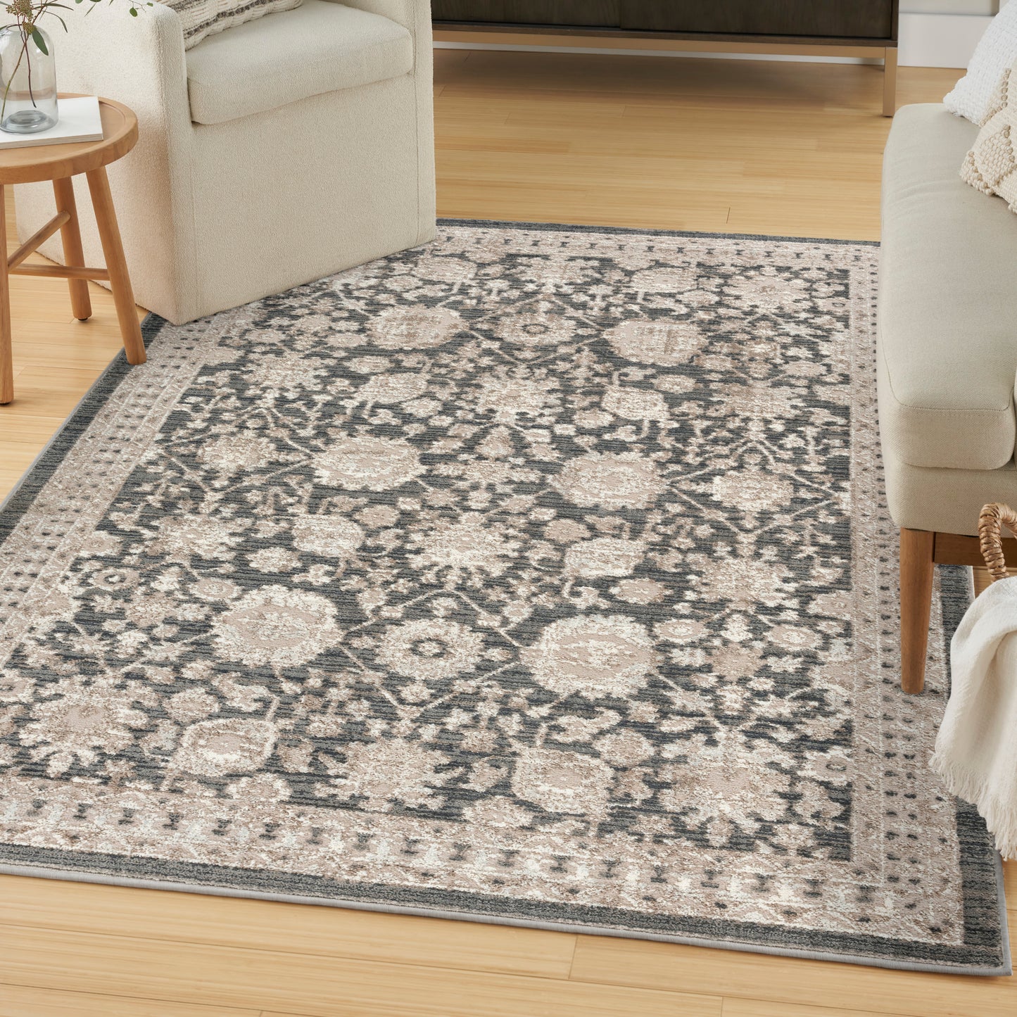 Nourison Eco Cycle 5'3" x 7'3" Charcoal Vintage Indoor Rug