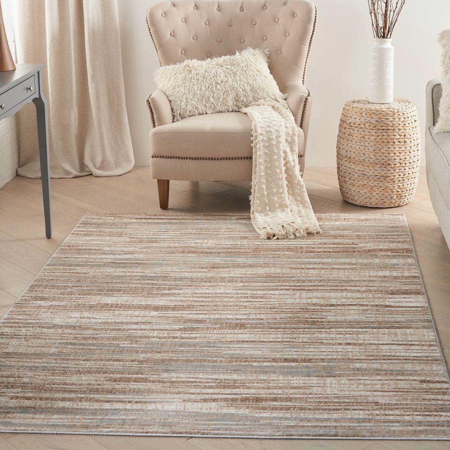 Nourison Elation 5'3" x 7'3" Ivory Grey Modern Indoor Rug