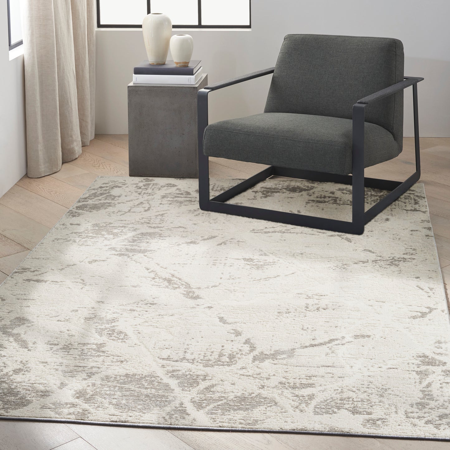 Calvin Klein Captivating 7'10" x 9'10" Cream Grey Modern Indoor Rug